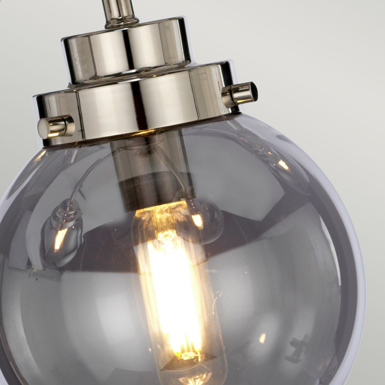 Hängelampe Grau Nickel Glas Metall Kugelschirm Leuchte, Lampe, Licht