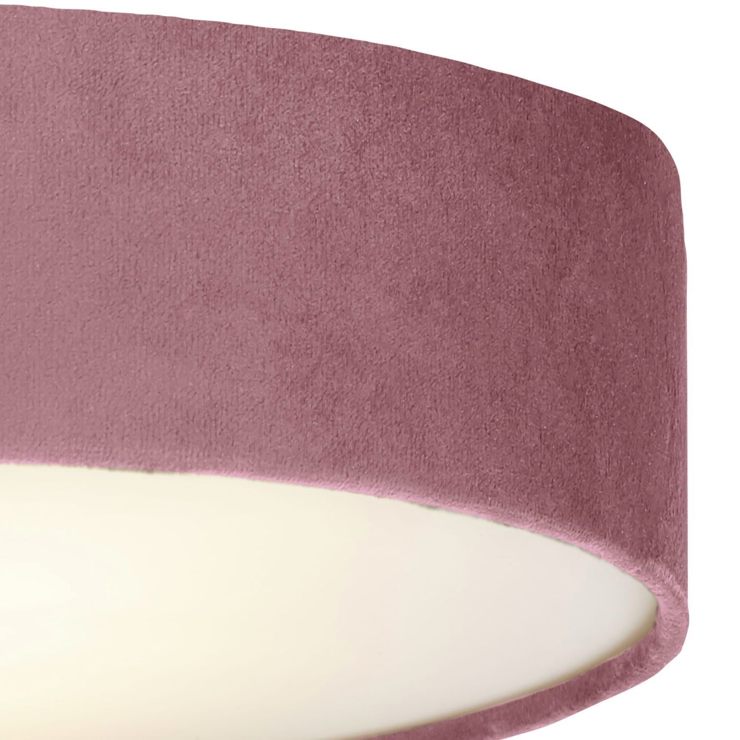 Plafonnier Tissu Velours rond Ø 38 cm H : 10 cm Rose 2x E27