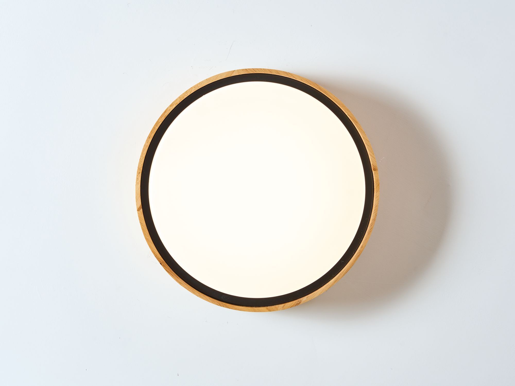 Plafonnier LED rond en bois Ø31 cm 12 W 3000 K faible éblouissement