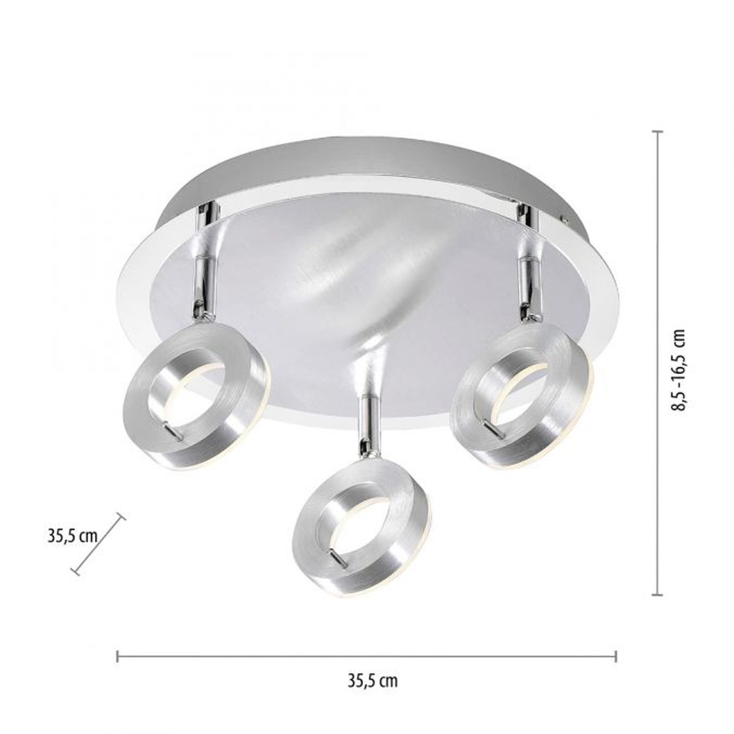 Flexibler LED Deckenstrahler in Aluminium IP44 Ø33,5 cm Deckenleuchte, Beleuchtung