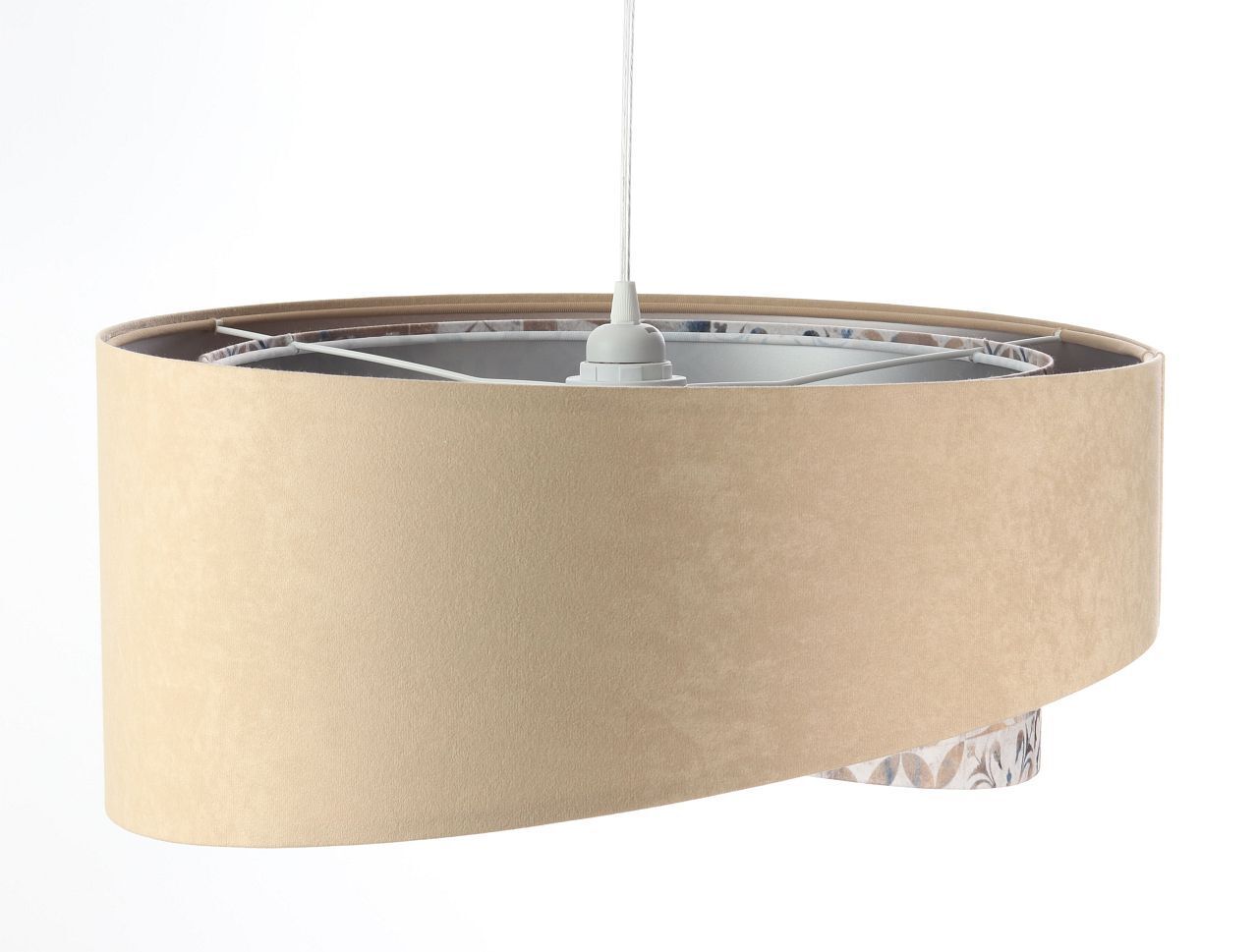 Suspension ronde D : 50 cm E27 Tissu aspect velours Moderne KARIM