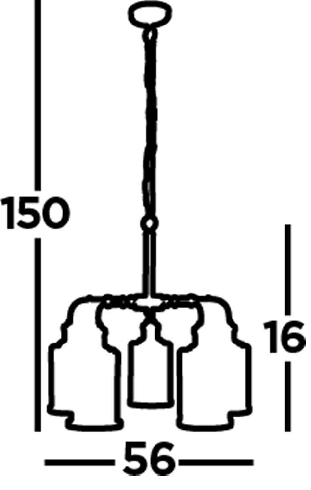 Suspension 5 flammes E27 verre métal vintage LOGAN