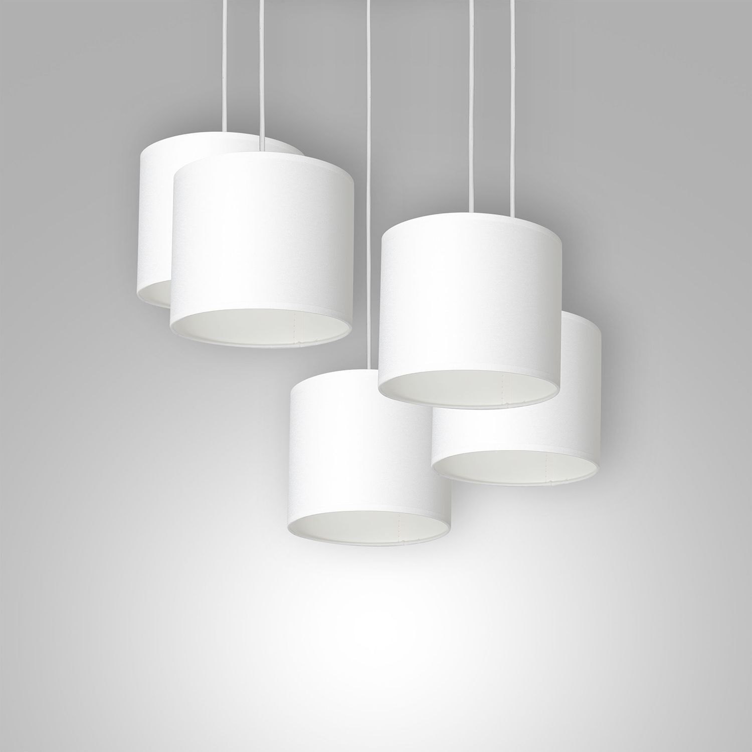 Lampe à suspendre Blanc Tissu Métal L:58 cm 5-flmg faible éblouissement