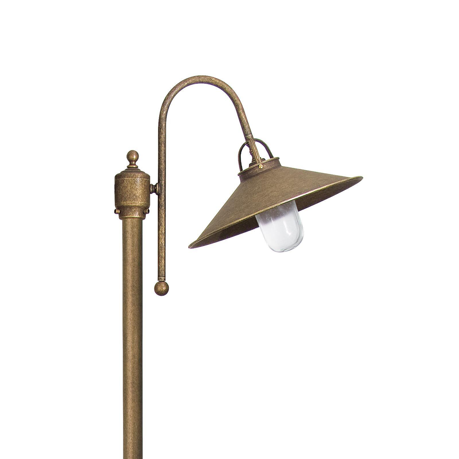 Lampe d'allée maritime laiton verre IP44 210 cm de haut E27
