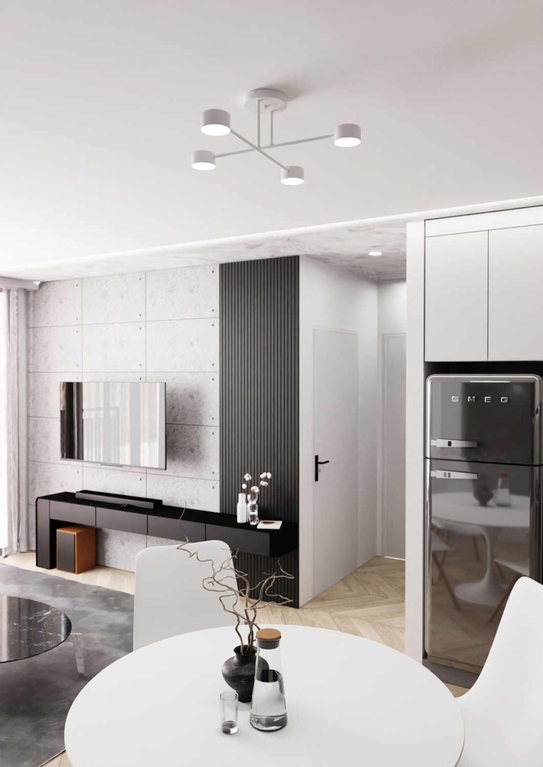 Plafonnier blanc métal GX53 4 flammes accentuées Drinnen, Innenarchitektur, Inneneinrichtung, Wohnzimmer, Zimmer