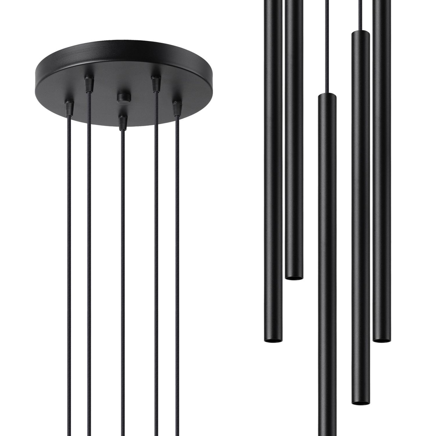 Runde Hängelampe Schwarz Stahl G9 L:25 cm akzentuiert hängelampe, pendelleuchte, schwarz, stahl, kabelkette