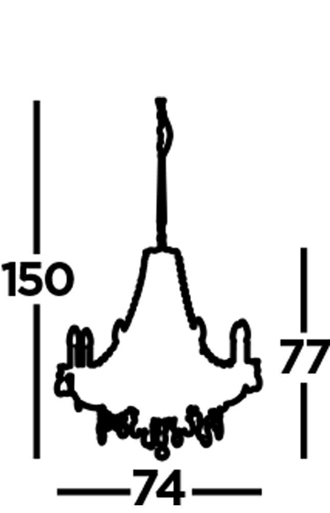 Kronleuchter Grau Ø 74 cm Glas Kristall 8x E14 Leuchter, Lampe