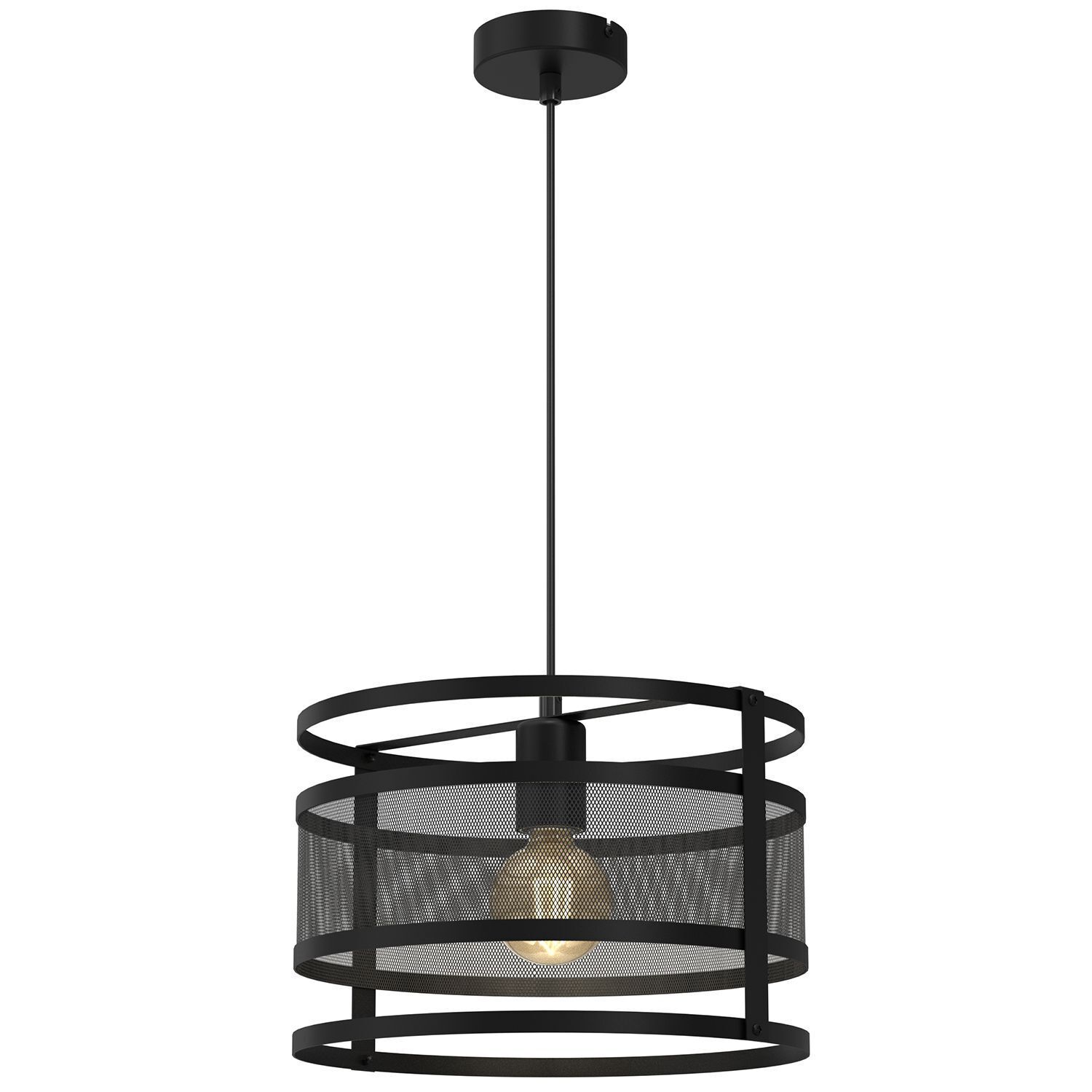 Lampe à suspendre ronde en métal noir Ø30 cm Loft stylé