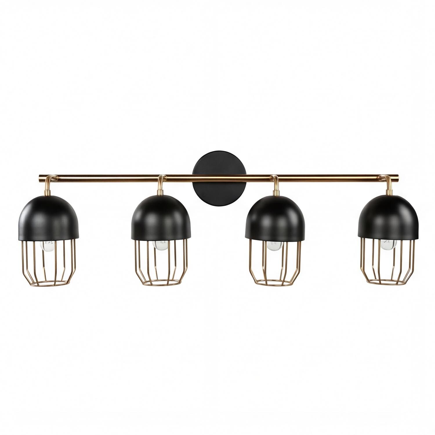 wandleuchte-wandlampe-4-flammig-metall-schwarz-messing-3 Deckenlampe, Halterung, schwarz, Metall, Korbdesign