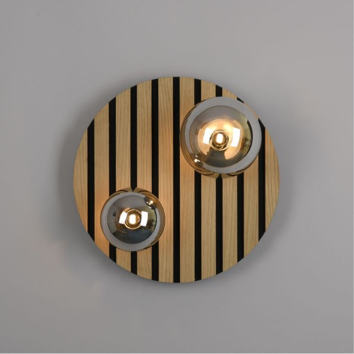 Lampe de plafonnier confortable Boules de verre en bois G9 Ø38,5 cm Naturel