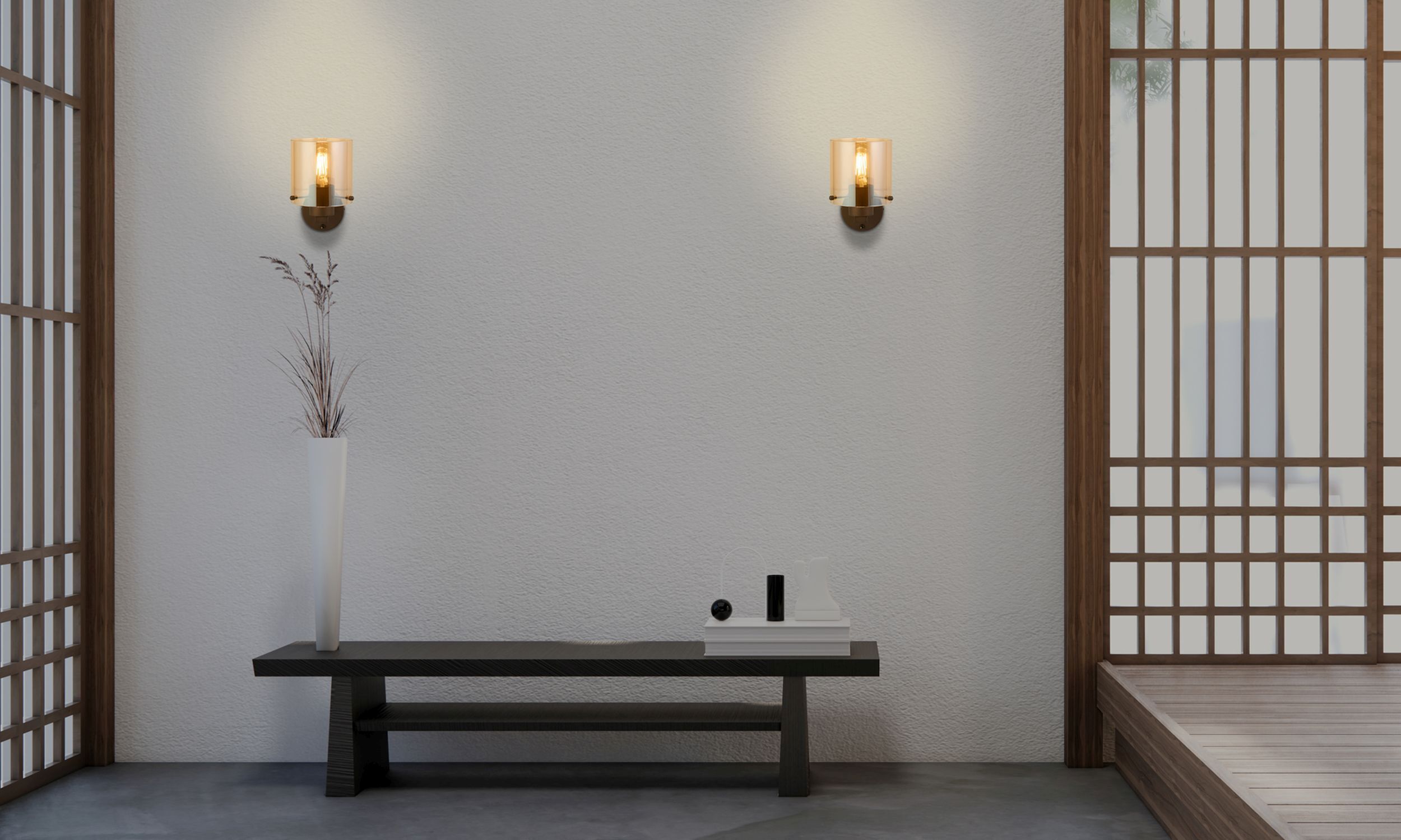 Applique métal verre moka ambre E27 avec interrupteur