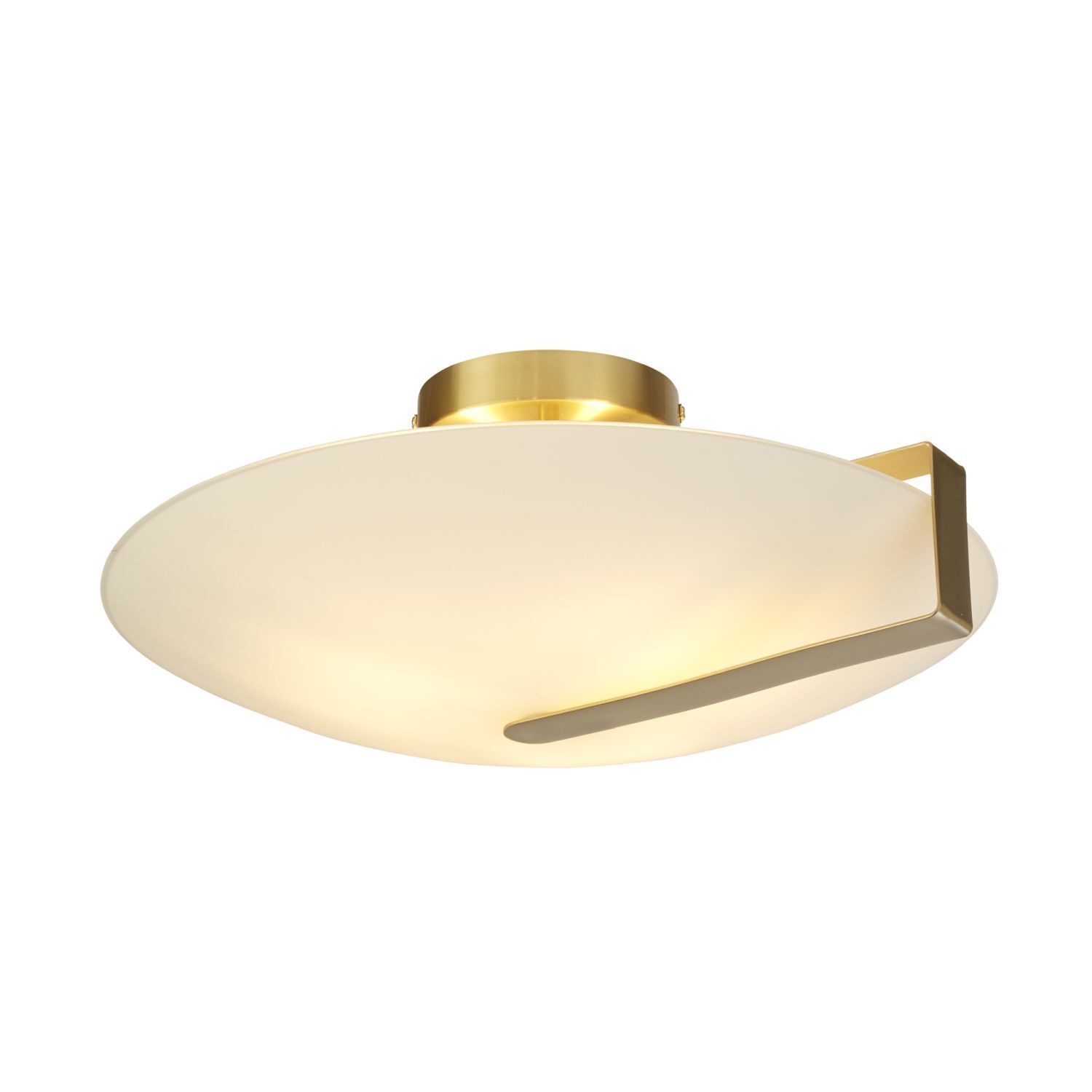 Lampe de plafonnier verre métal E27 Ø40,5 cm rond en or blanc