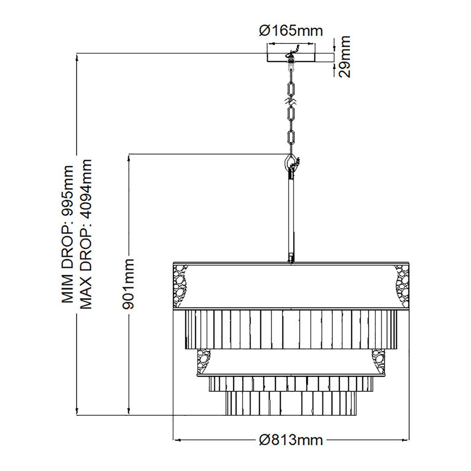 Grande lampe à suspendre ronde Ø 81,3 cm H : max. 409,4 cm 12x E14