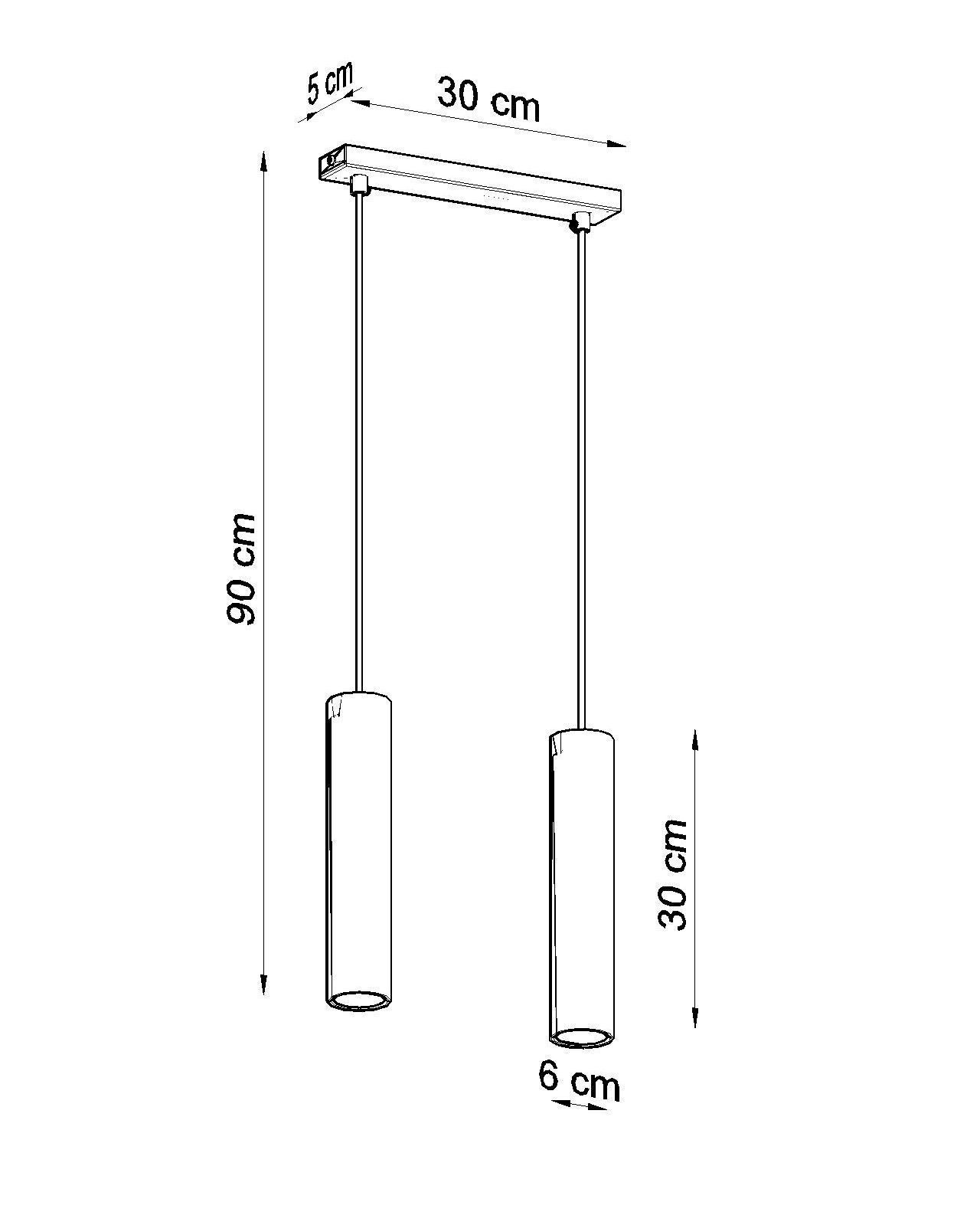 Suspension étroite Noir Métal 2 feux GU10