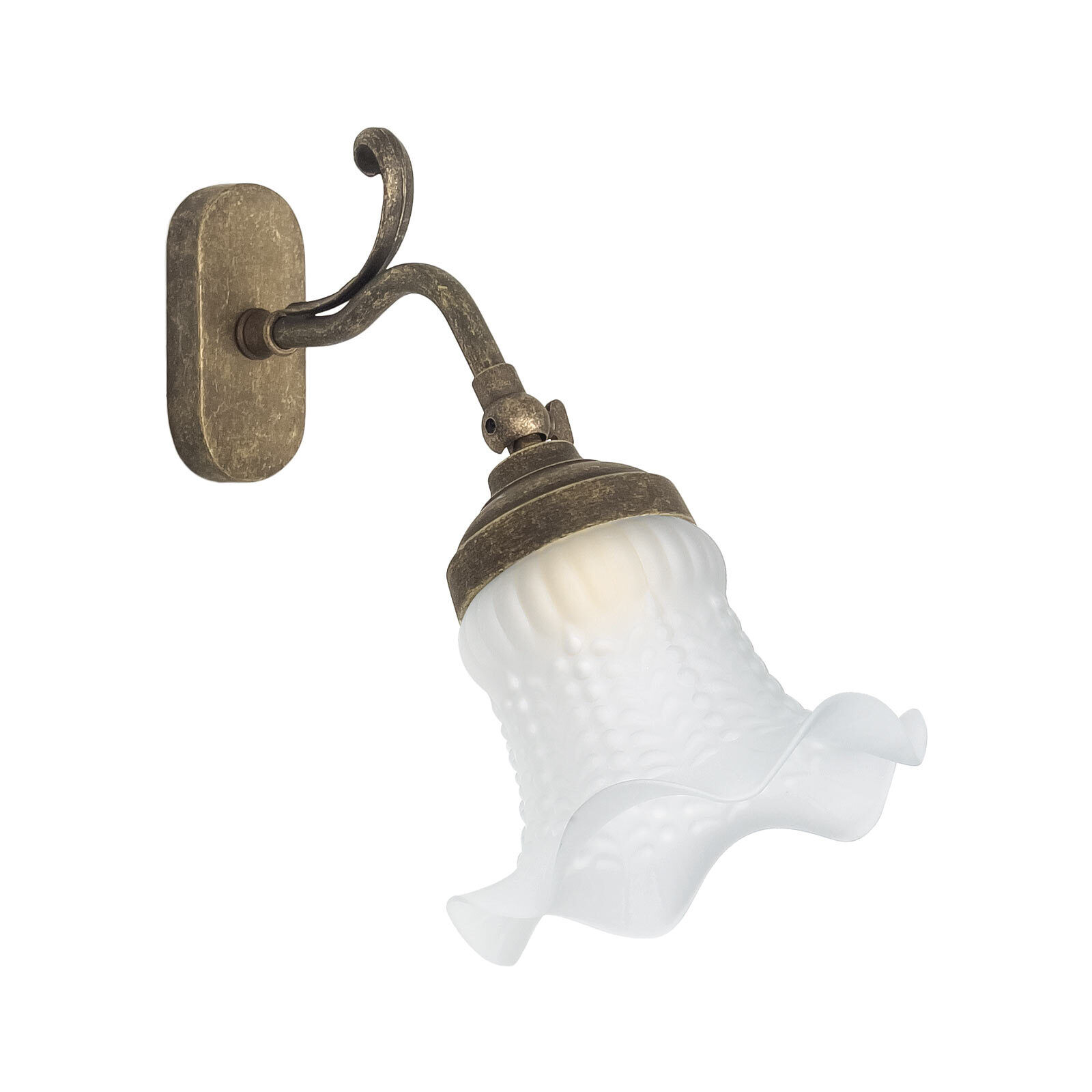 Applique murale ajustable E14 en bronze antique blanc laiton verre Drinnen, Zimmer, Duscharmatur, Bronze, Leuchte