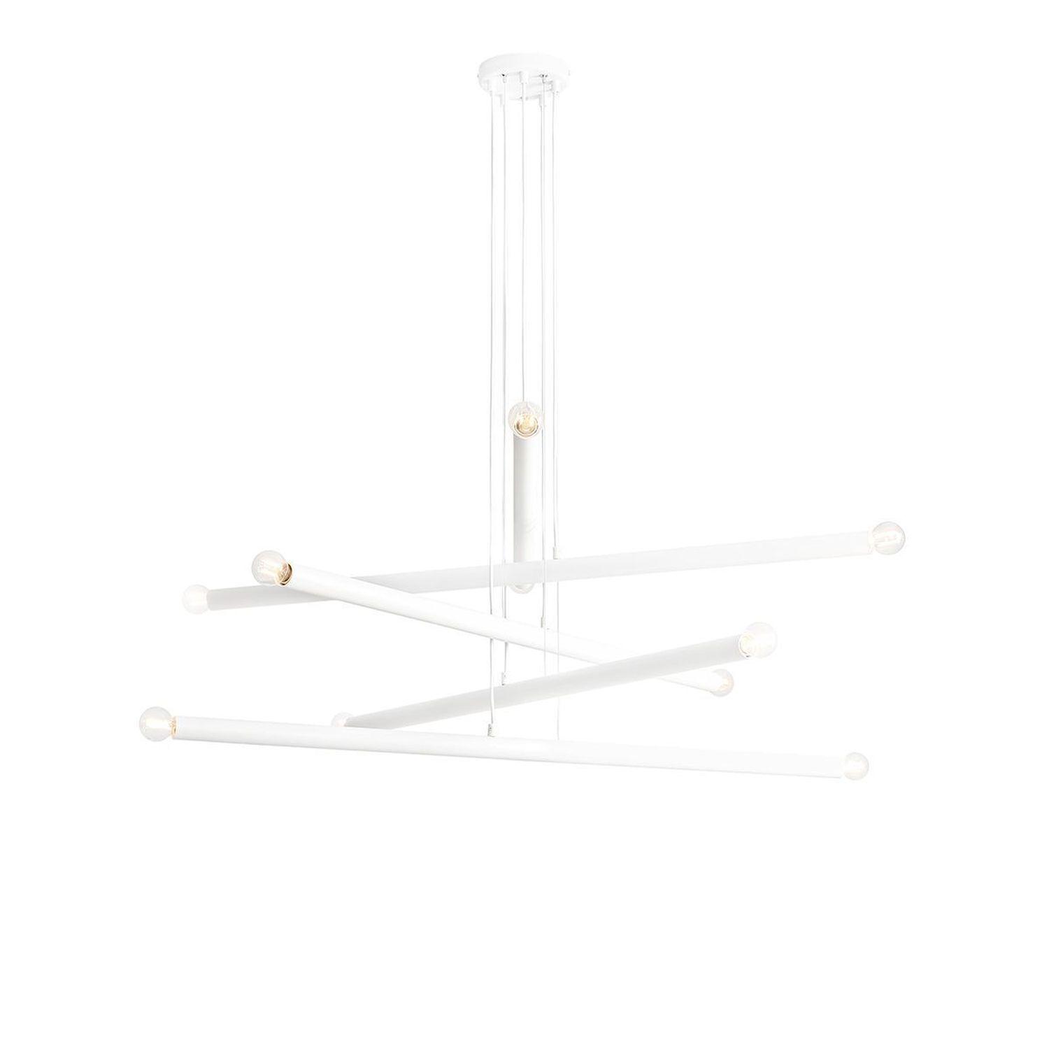 Suspension rétro métal E14 100 cm allongée en blanc