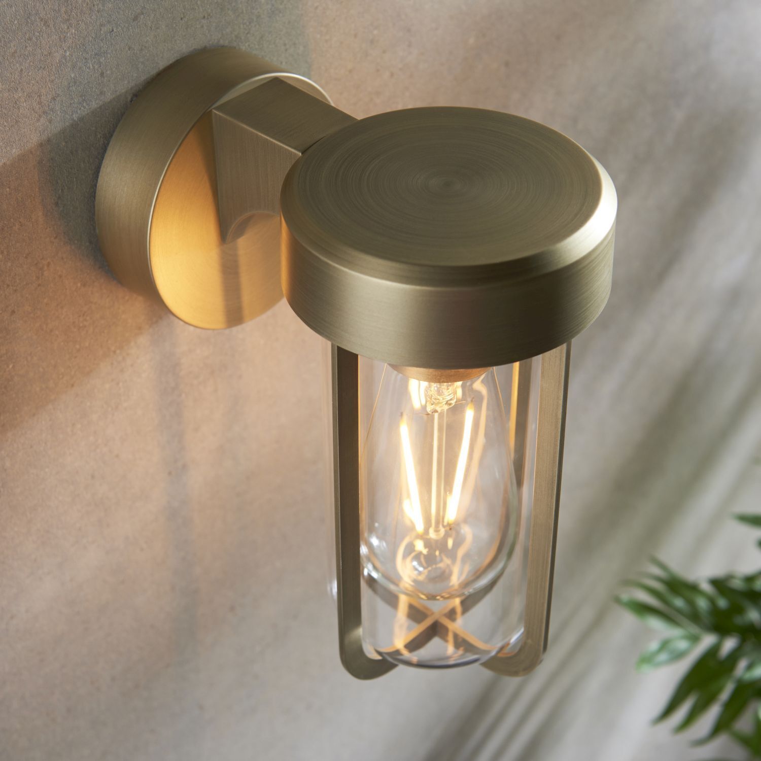 Applique murale extérieure E27 aluminium verre IP44 20,8 cm de haut en or