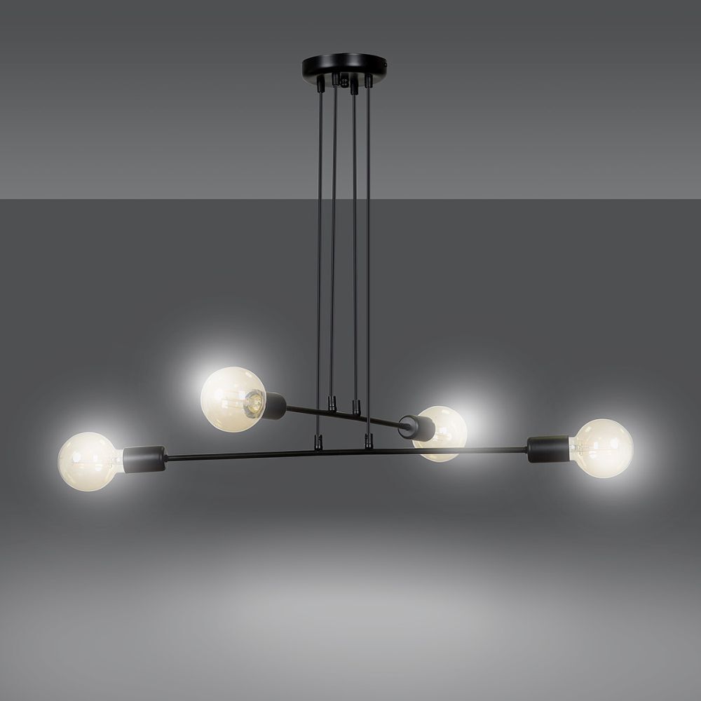 Lampe à suspendre noire métal rétro réglable E27