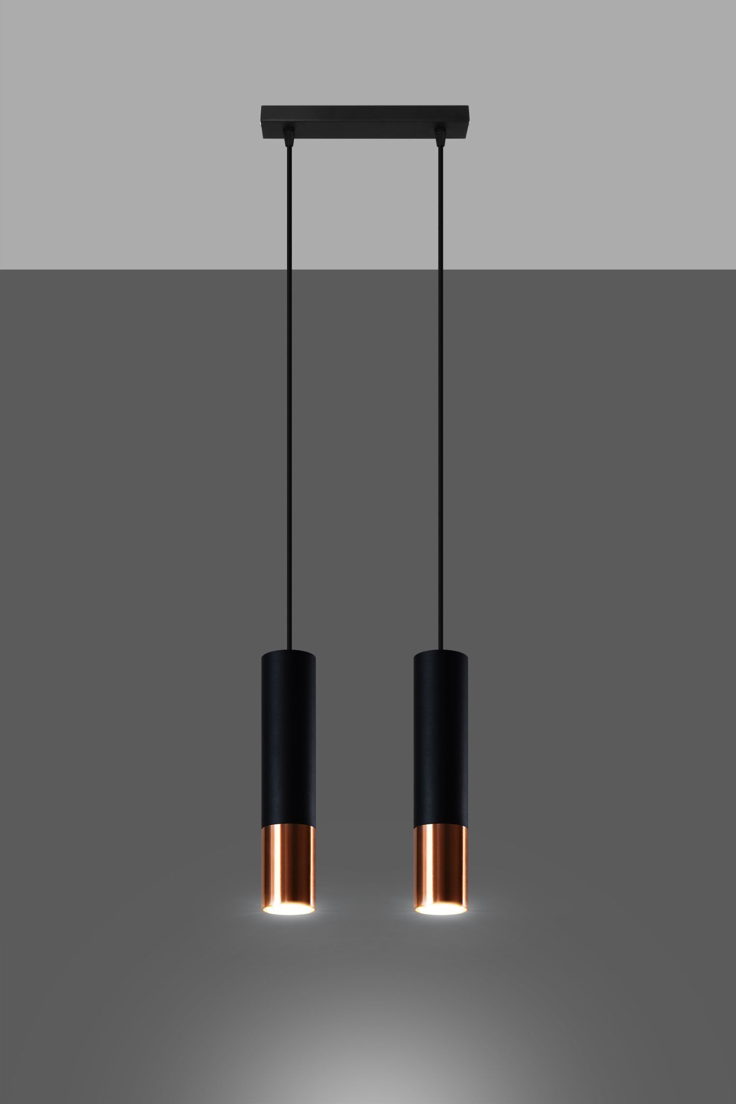 Suspension métal 2 flammes GU10 noir cuivre EDYTH