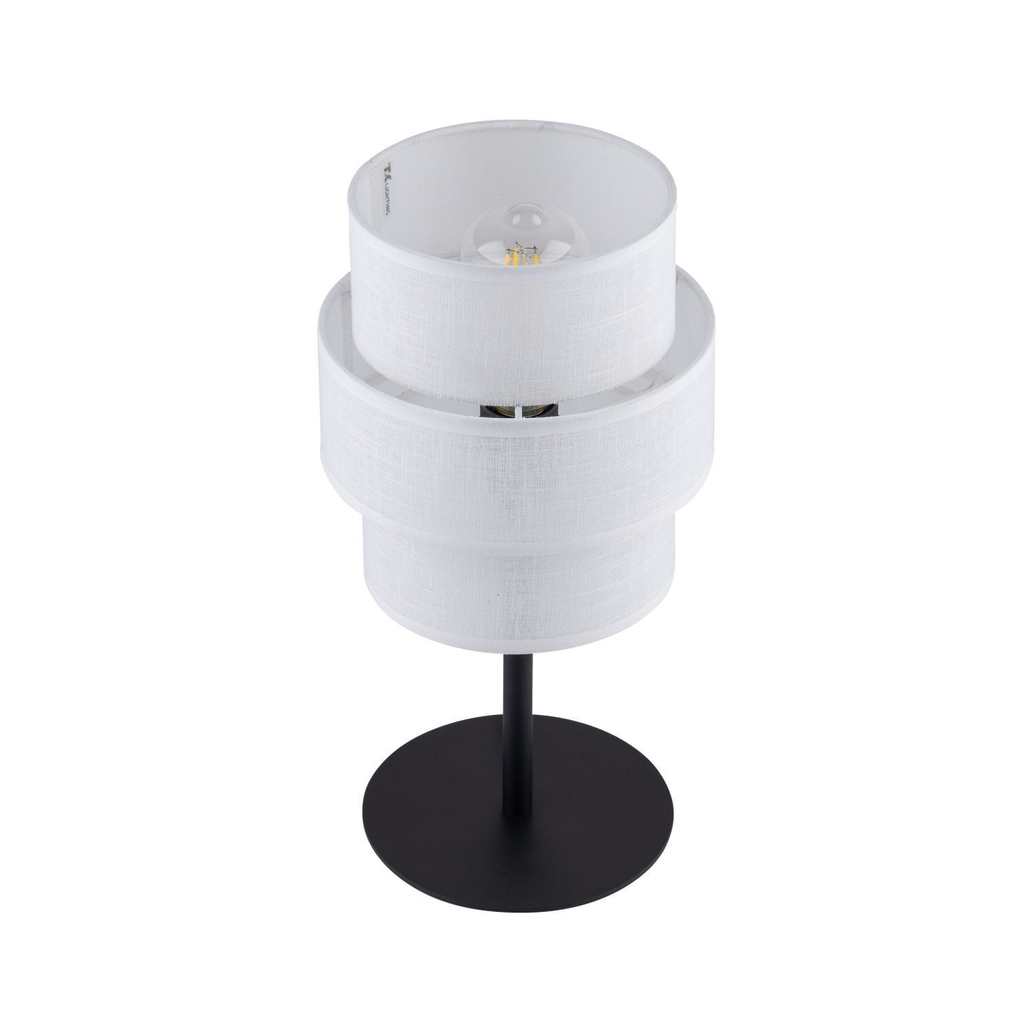 Lampe de table tissu métal 38 cm de haut noir blanc E27