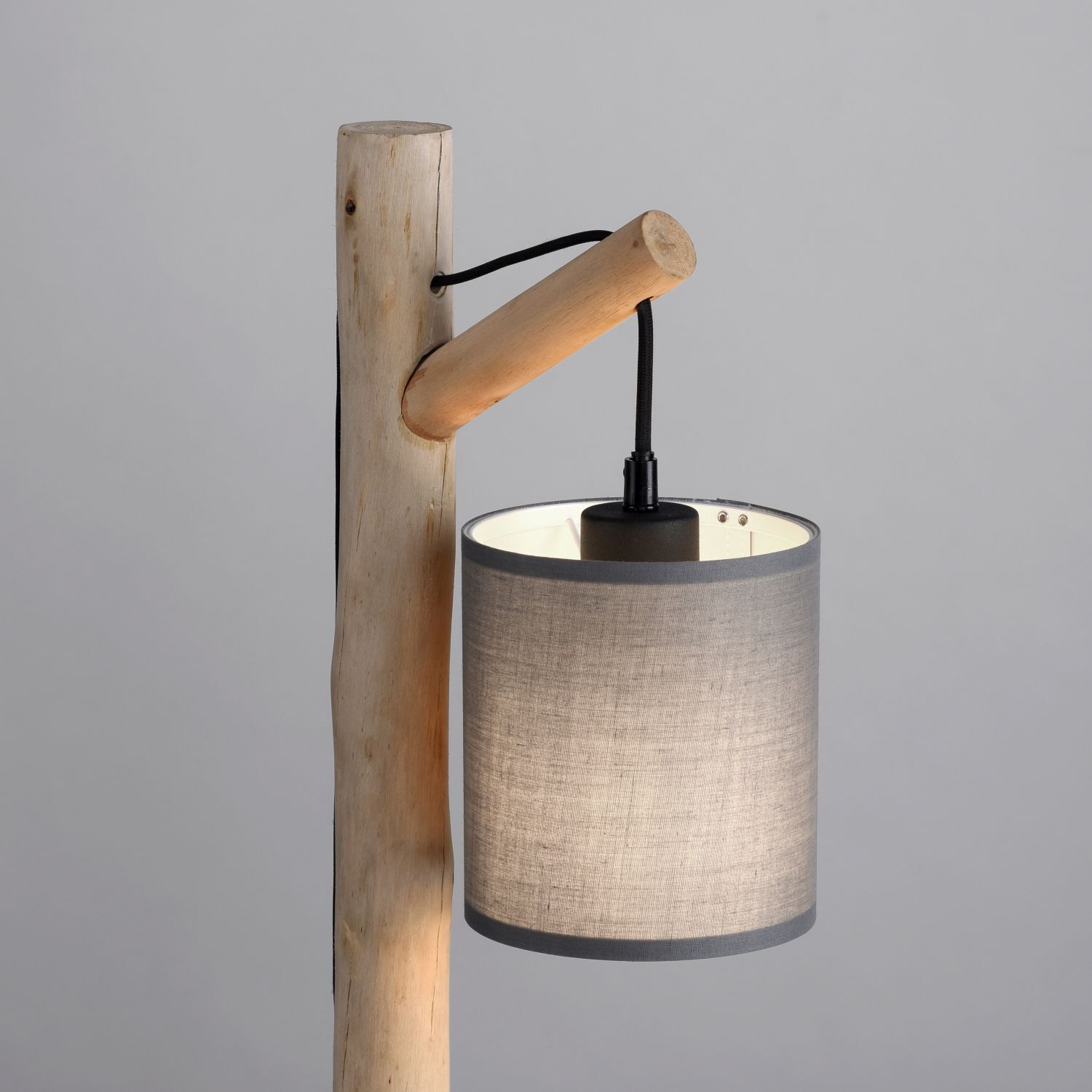 Lampe de table confortable Abat-jour en tissu Bois H:52,5 cm