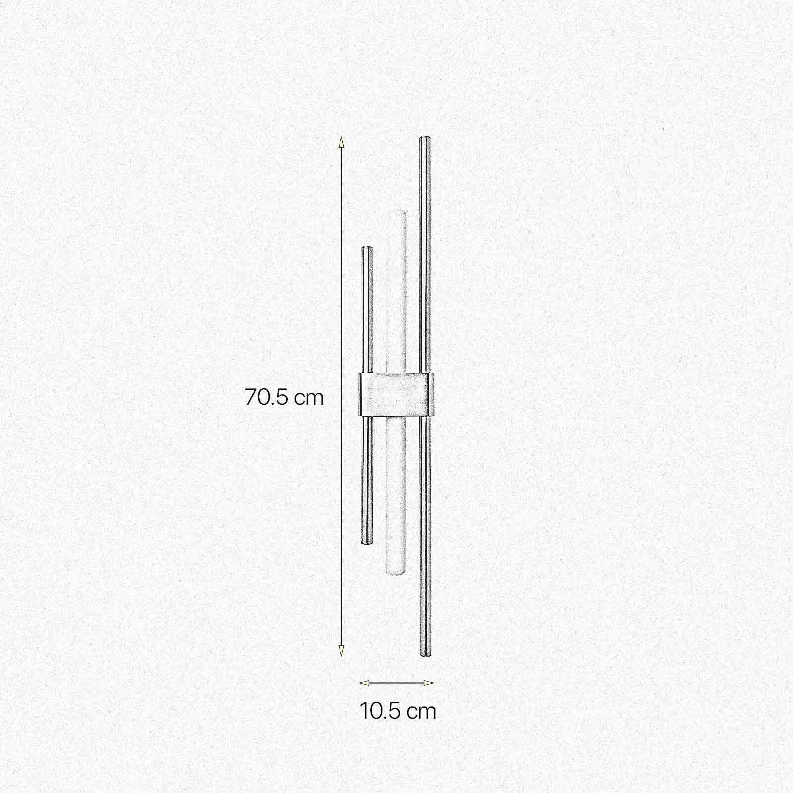 Wandlampe Messing massiv 70,5 cm hoch für S14d Art Déco Diagramm, Handlung, Besteck