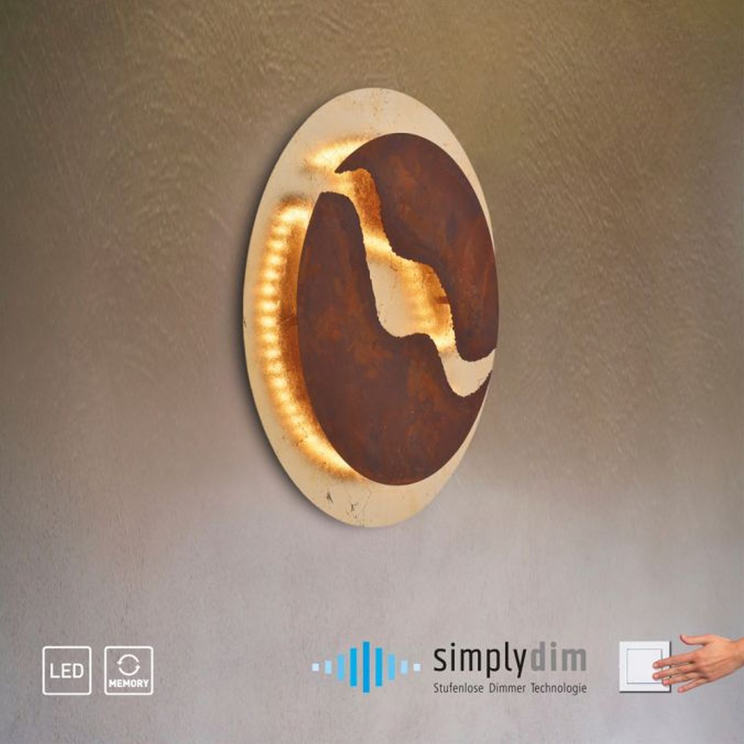 Plafonnier LED à intensité variable Rouille brun or Ø50 cm 3000 K Plafonnier LED à intensité variable Rouille brun or Ø50 cm 3000 K