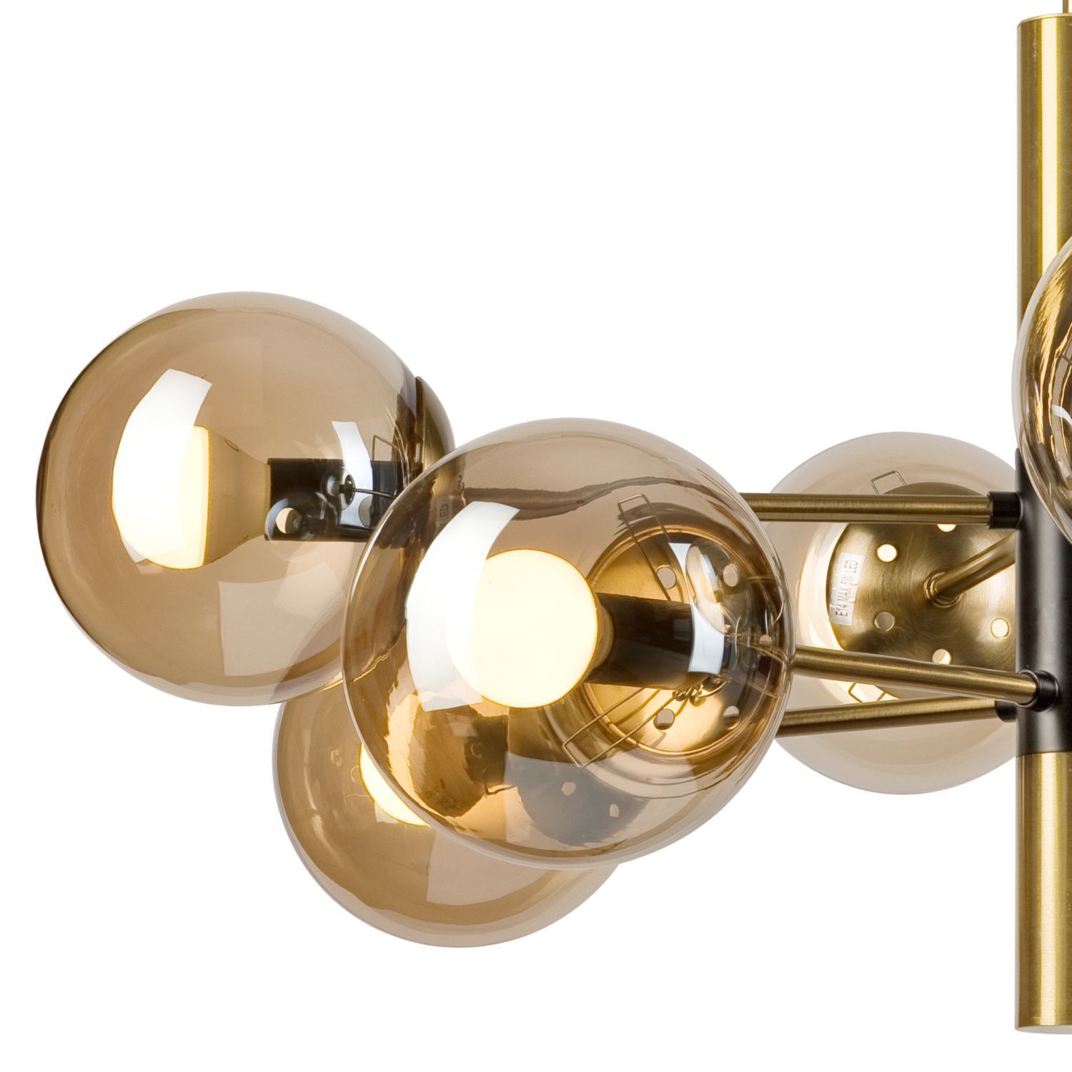 Plafonnier G9 métal verre 8 flammes L:68 cm en or