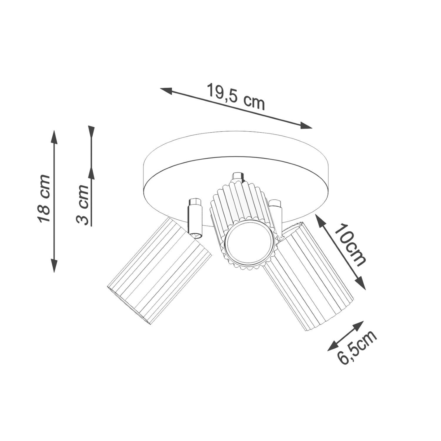 Projecteur de plafond 3 flammes Ø 19,5 cm petit orientable rouge GU10