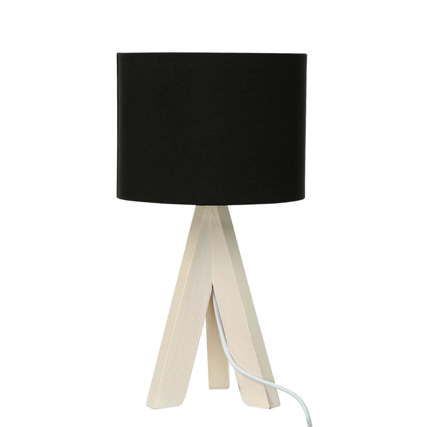 Petite lampe de table bois tissu H:31cm Ø17cm moderne