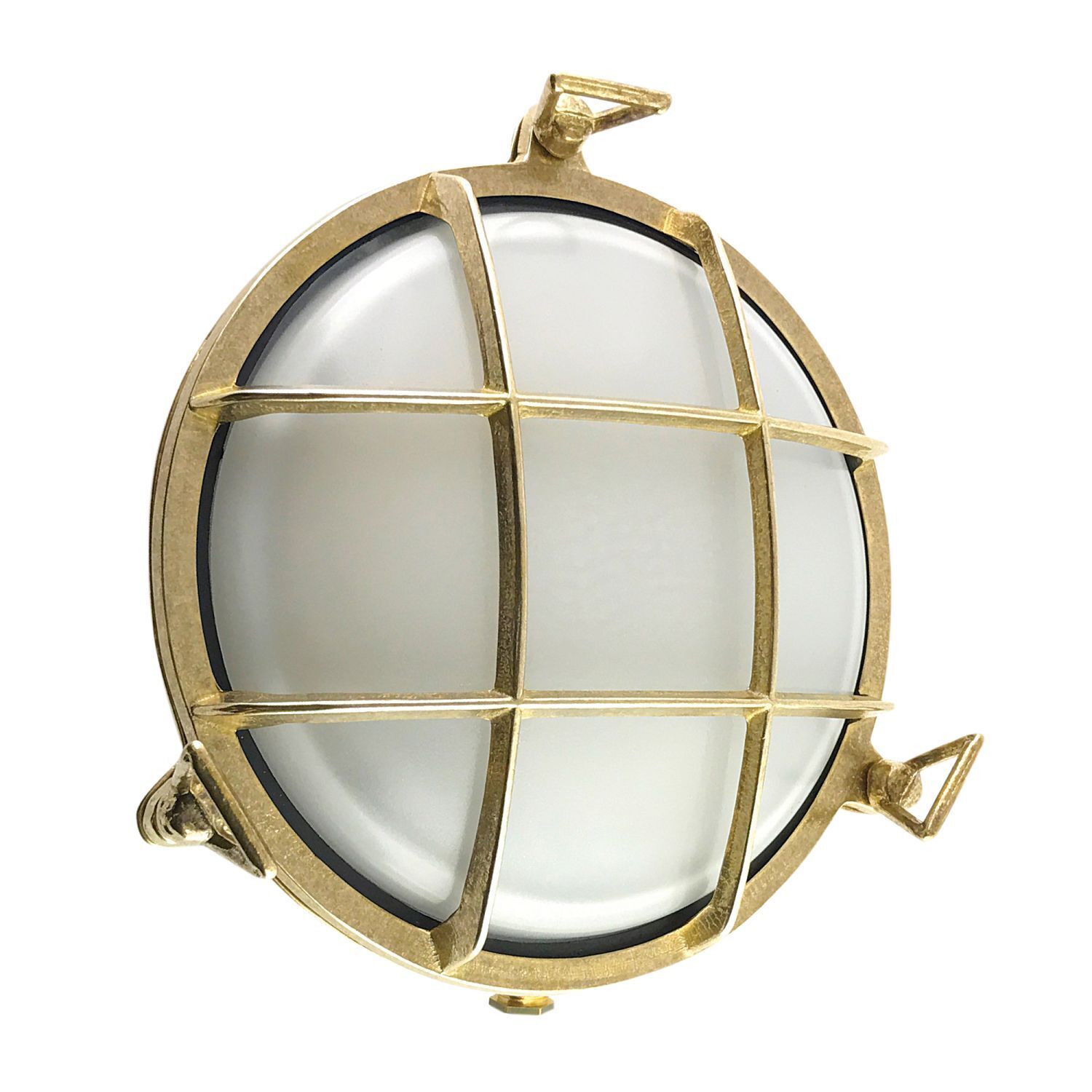 Lampe de cave verre laiton véritable E27 IP64 Ø 24 cm rond