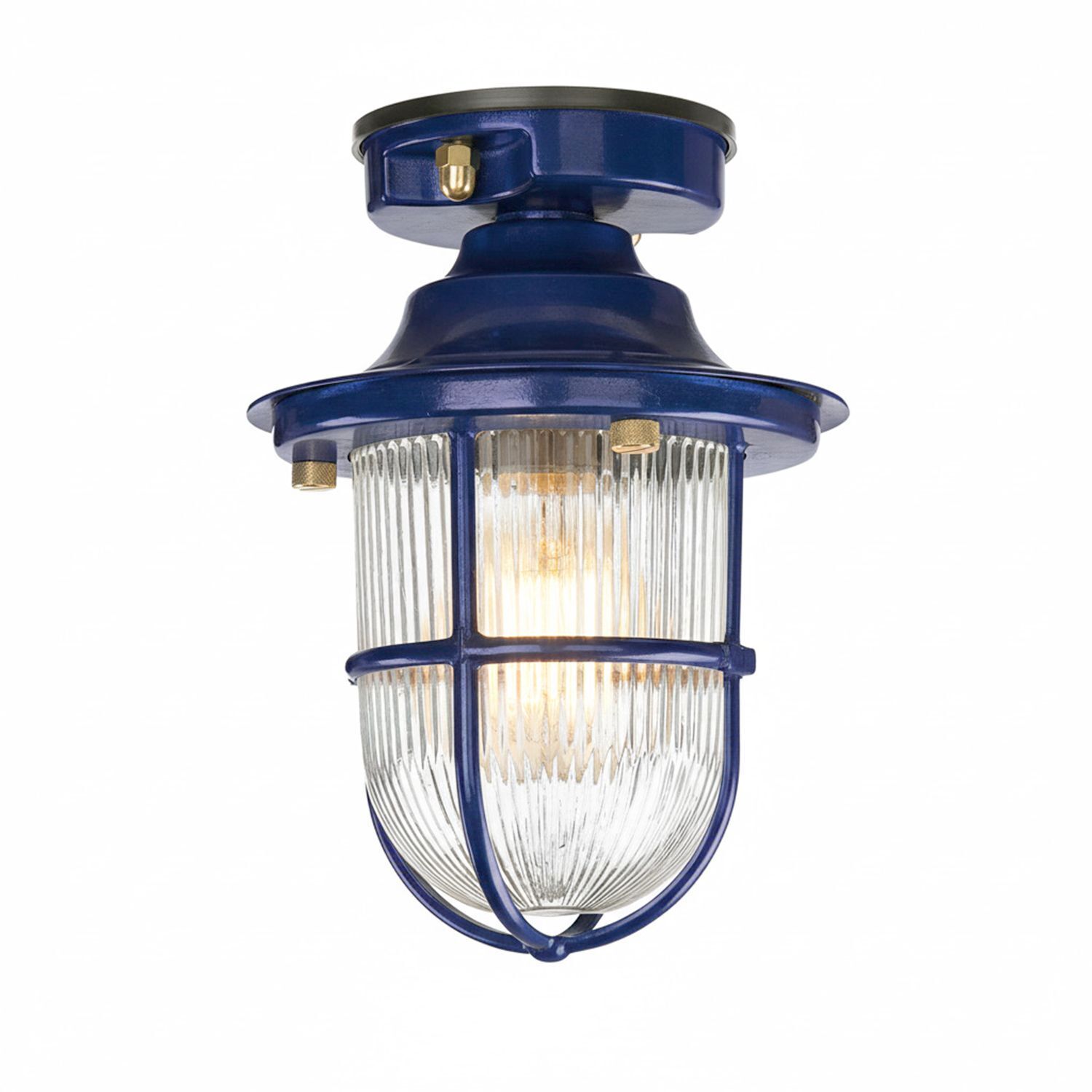 Außenleuchte Glas Echt-Messing E27 IP54 Ø 16 cm Blau