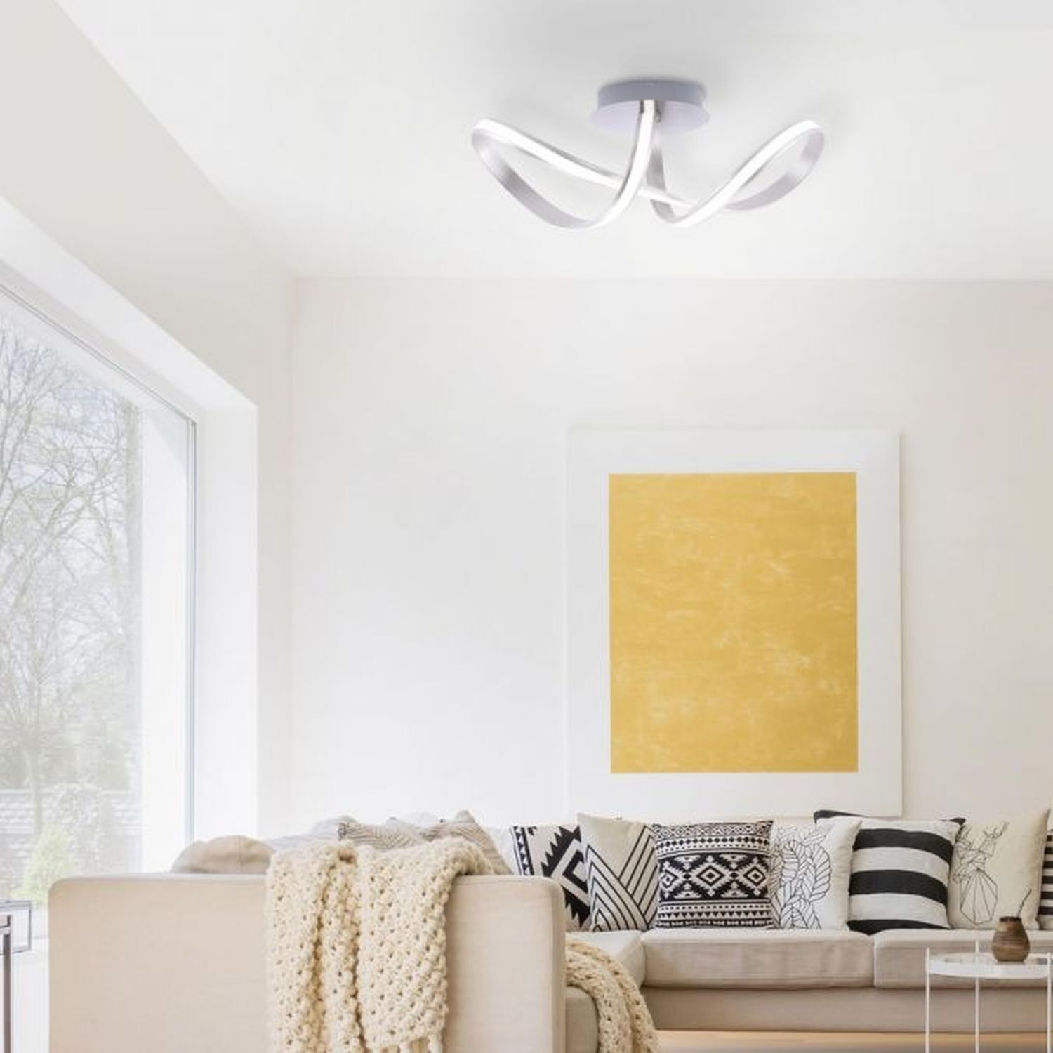 LED Deckenlampe dimmbar Metall in Stahl 2050 lm Modern Dekoration für Zuhause, Kissen