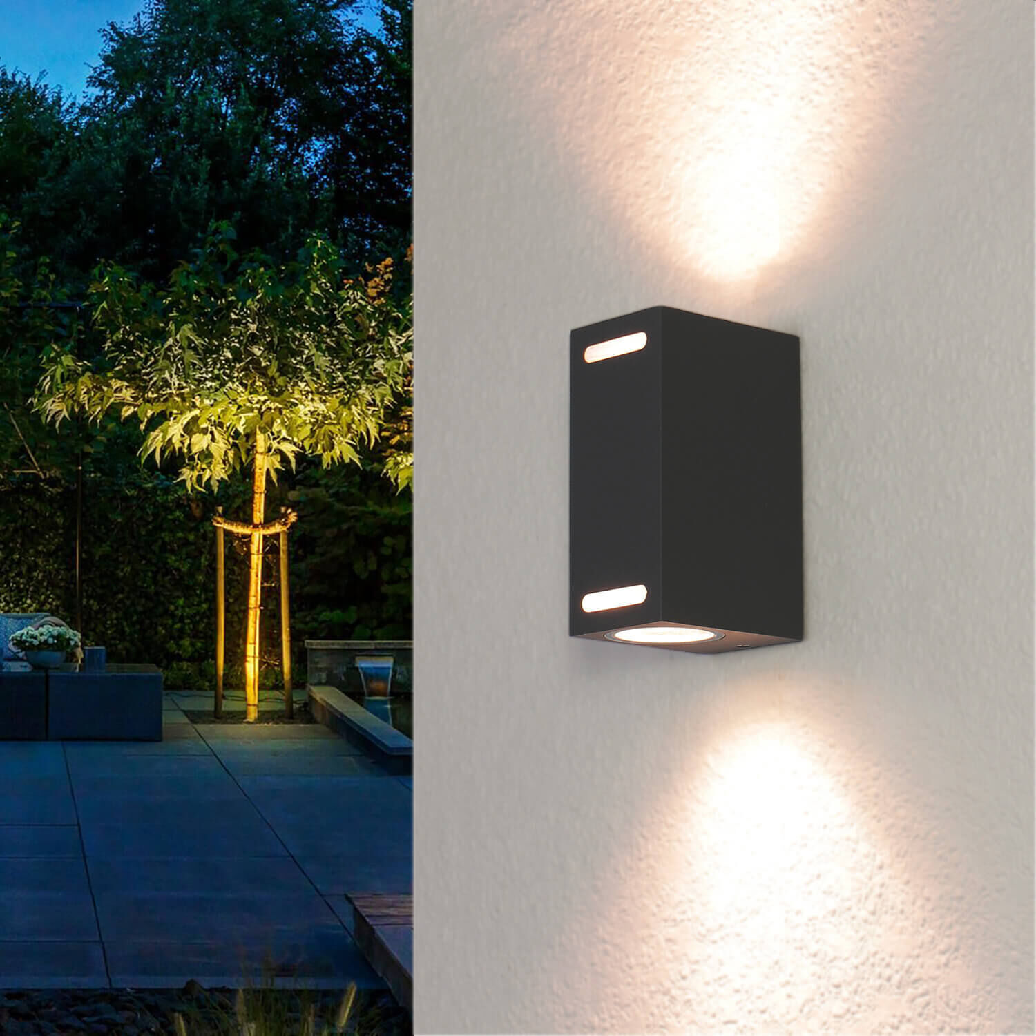 Up Down Wandlampe AALBORG Aluminium eckig IP44 Haus Elektronik, Sprecher