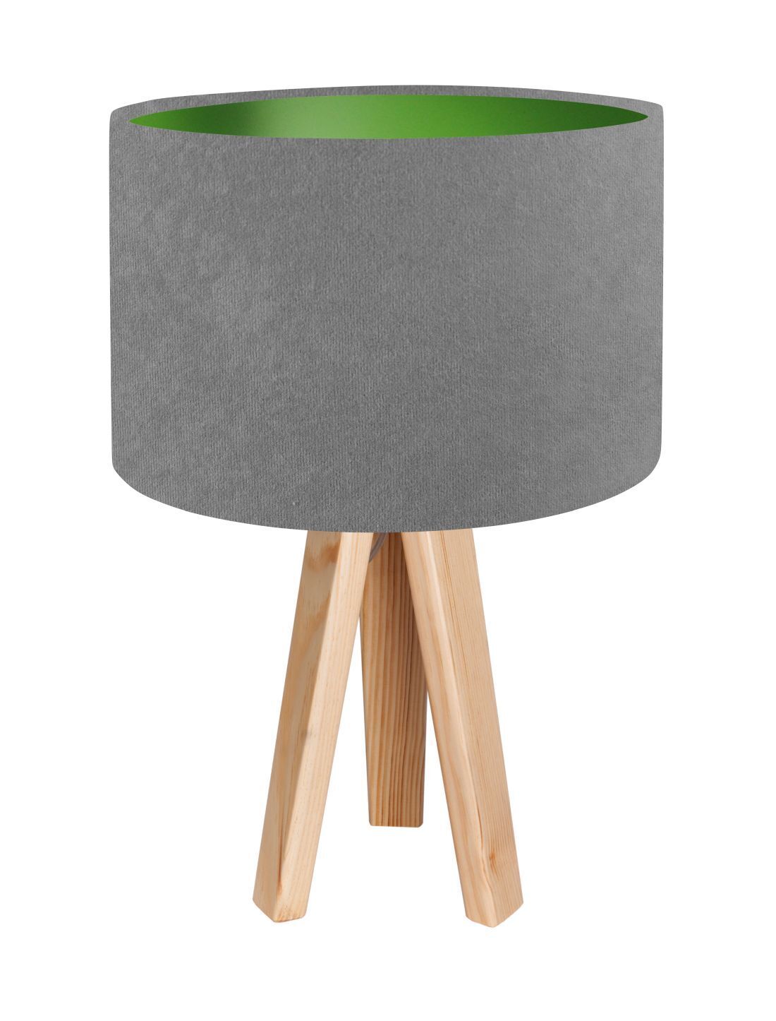 Lampe de table Gris Vert Rétro Trépied 46cm Lampe en bois