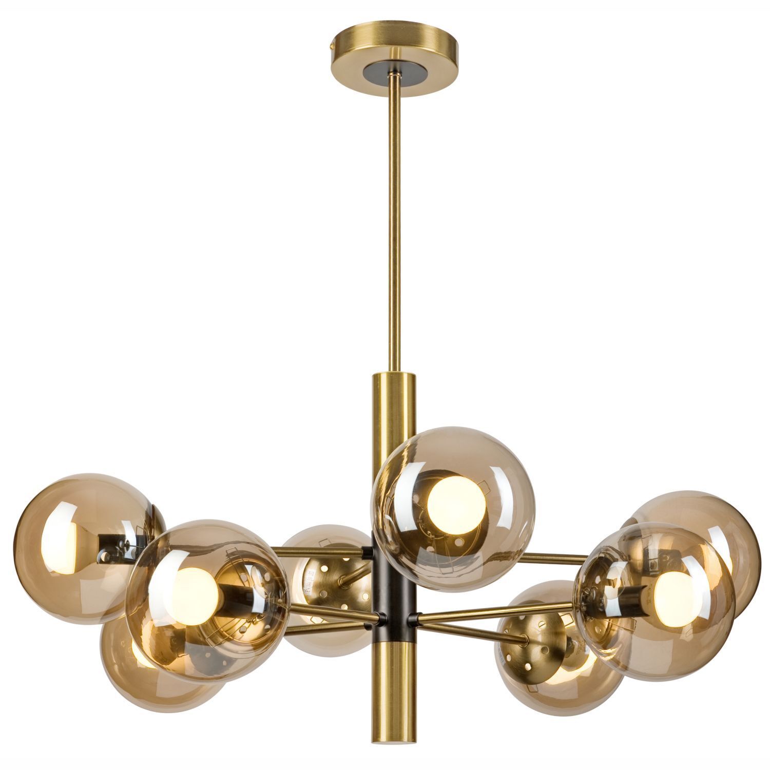 Plafonnier G9 métal verre 8 flammes L:68 cm en or