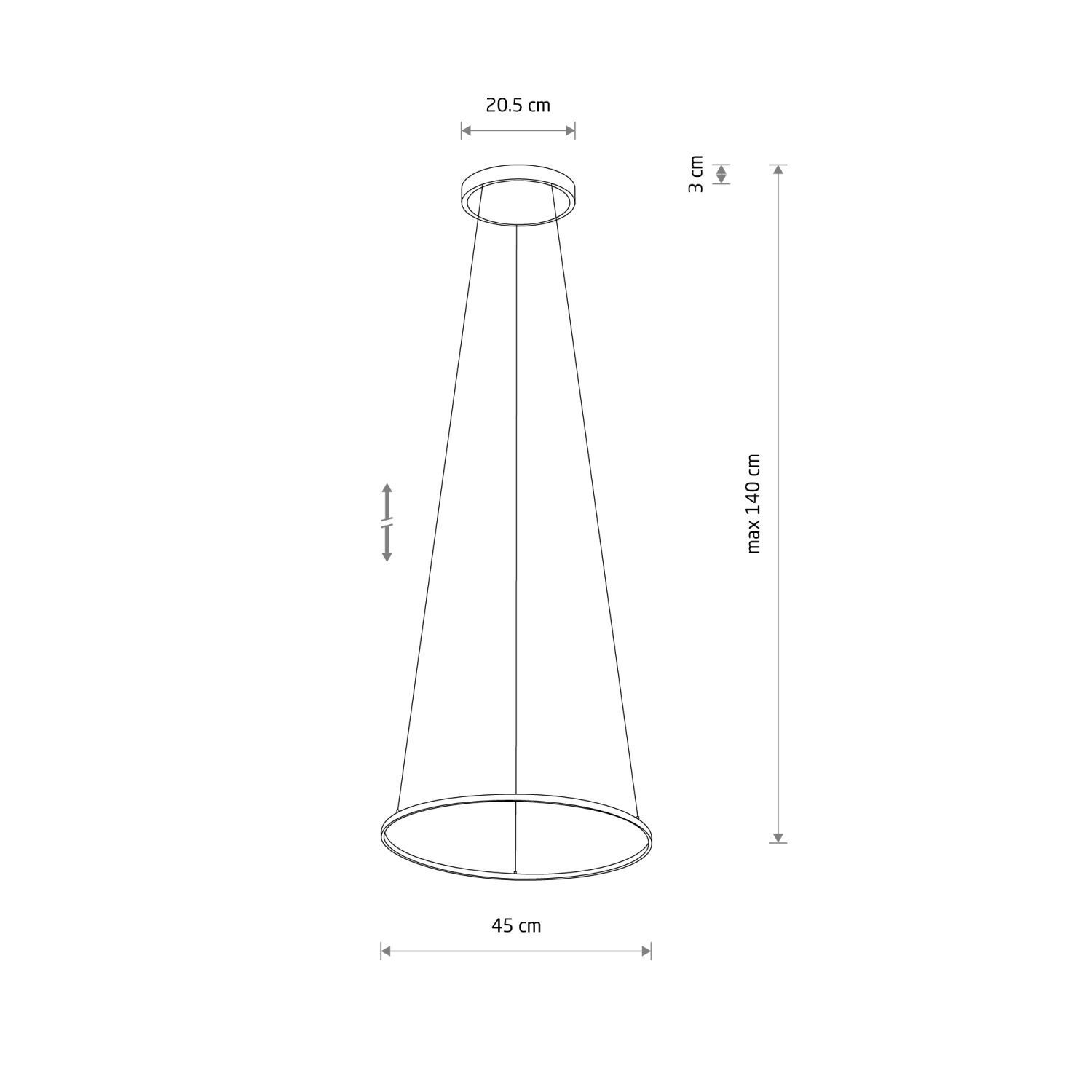 Suspension LED métal anneau Ø 45 cm noir 4000 K 600 lm