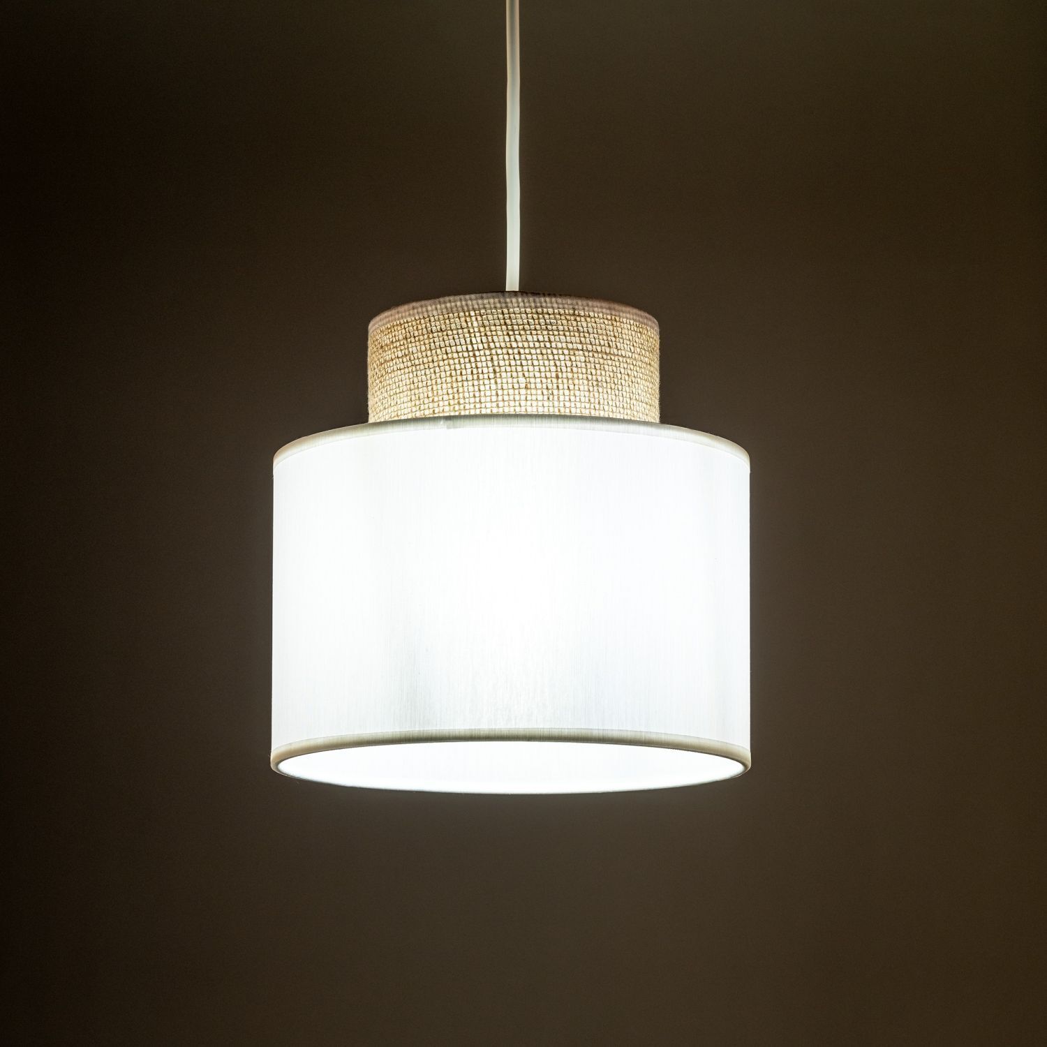 Suspension Tissu Jute E27 Ø 20 cm H : max. 160 cm Blanc Naturel
