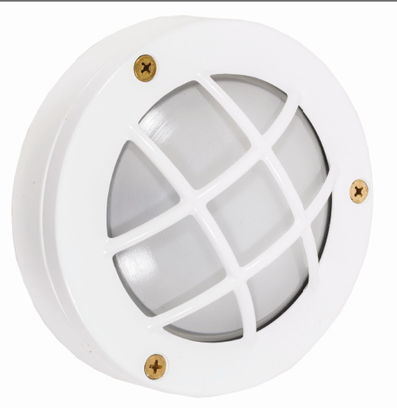 Wandleuchte außen Maritim Messing rund Ø 14 cm IP64 Weiß Lichtgitter, Wand-/Deckenlicht, Rundlampe, Metall, Gitterrahmen