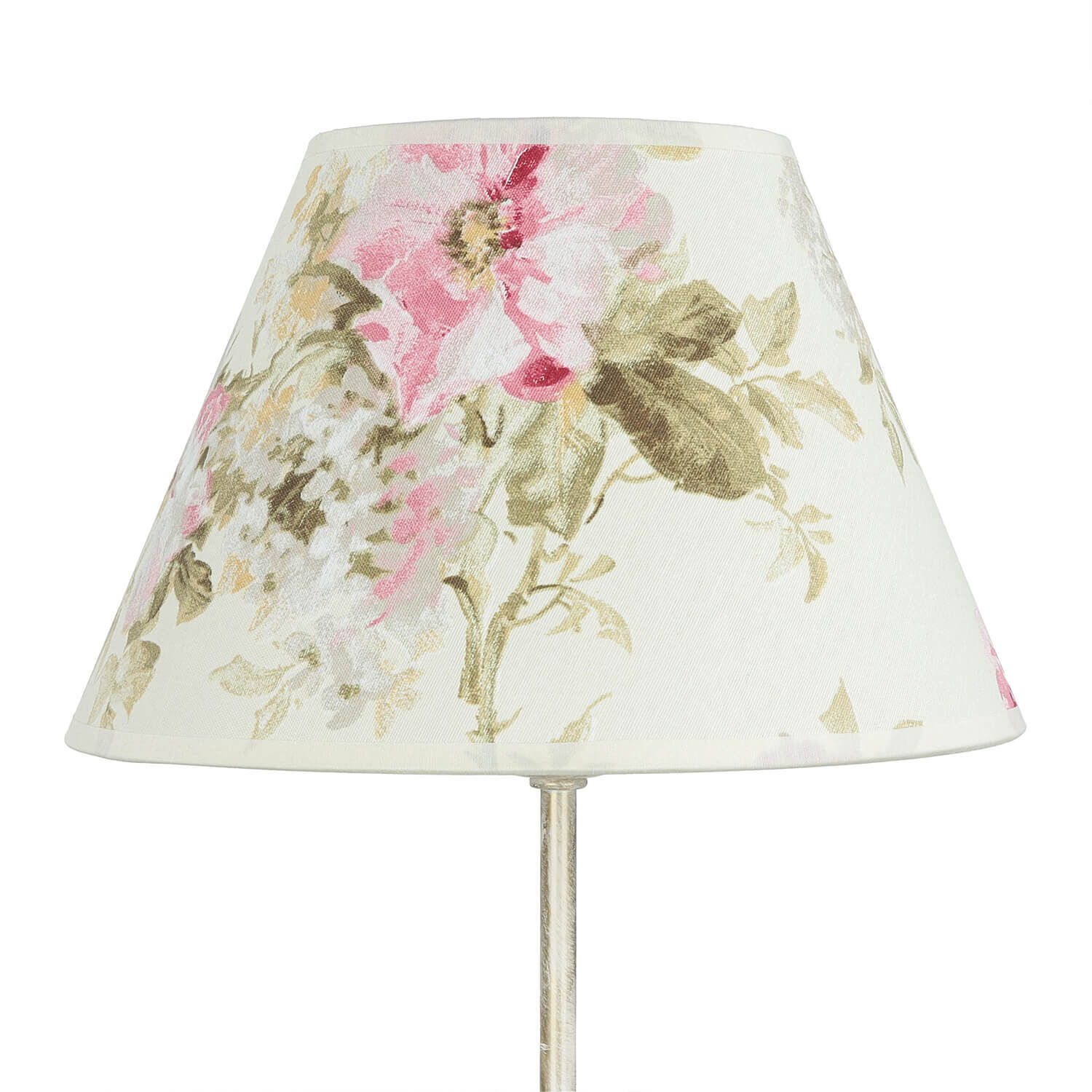 Lampe de table métal shabby blanc tissu rond maison de campagne