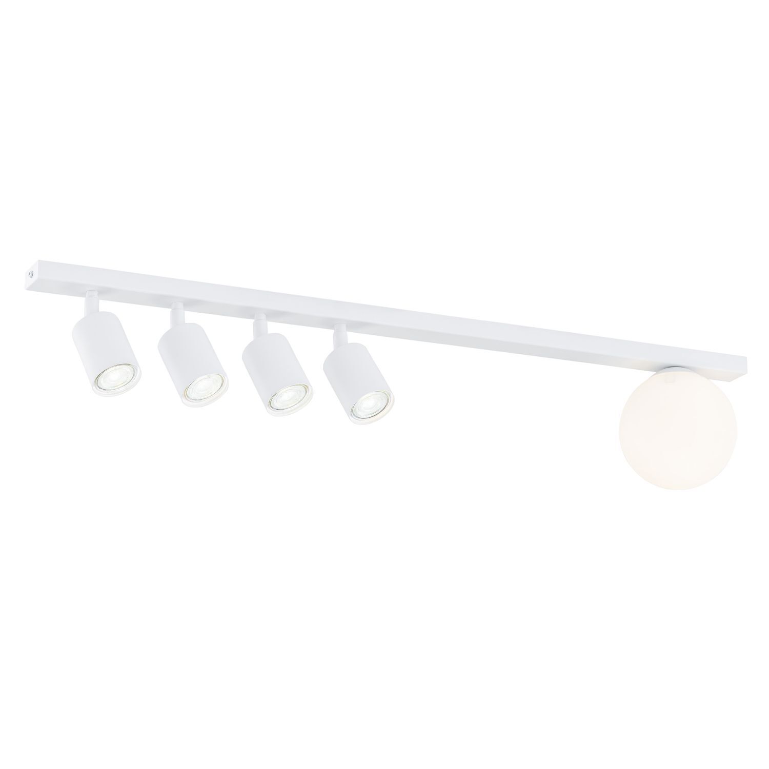 Spot de plafond blanc 90 cm de long 4x GU10 + E14 métal verre