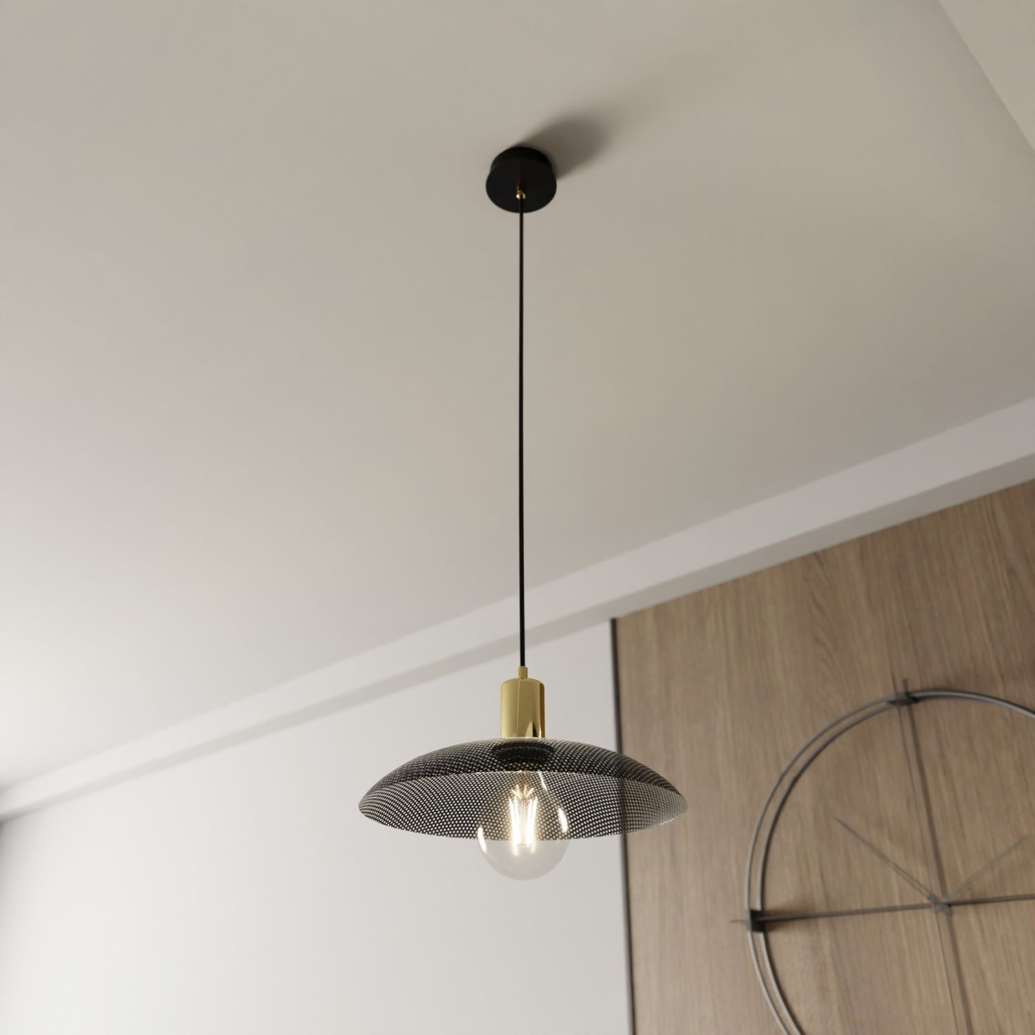 Lampe à suspendre métal Ø 30 cm H : max. 100 cm Noir or E27