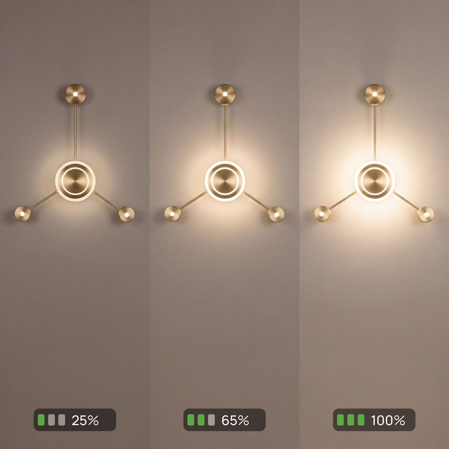 Applique LED aluminium dimmable H:53 cm 3000 K or Wandlampe, Pendelarm, Ringlicht, neutrale Farbe, Glasmetall