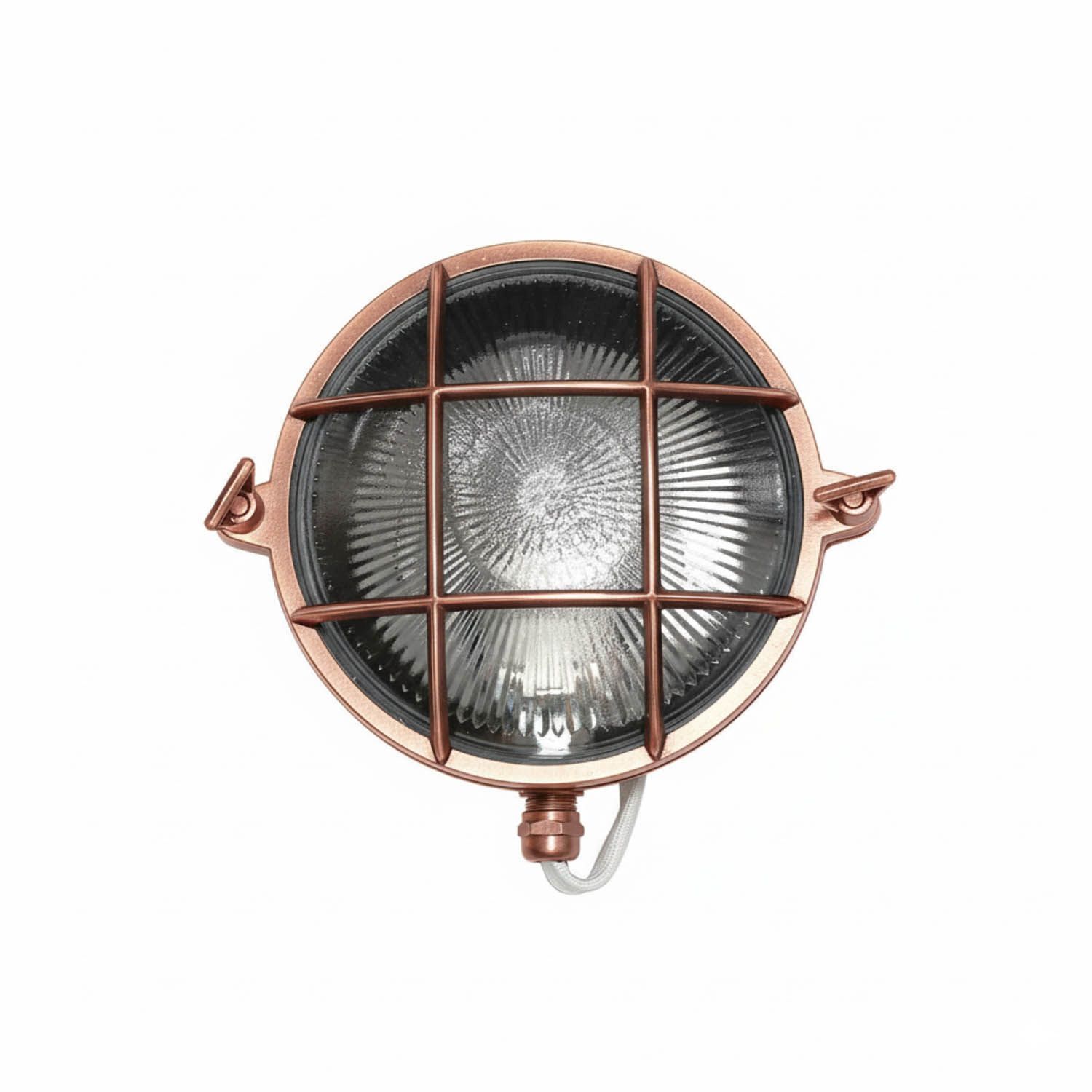 Kellerlampe Echt-Messing Glas D: 24 cm IP64 in Kupfer Beleuchtung, Leuchte