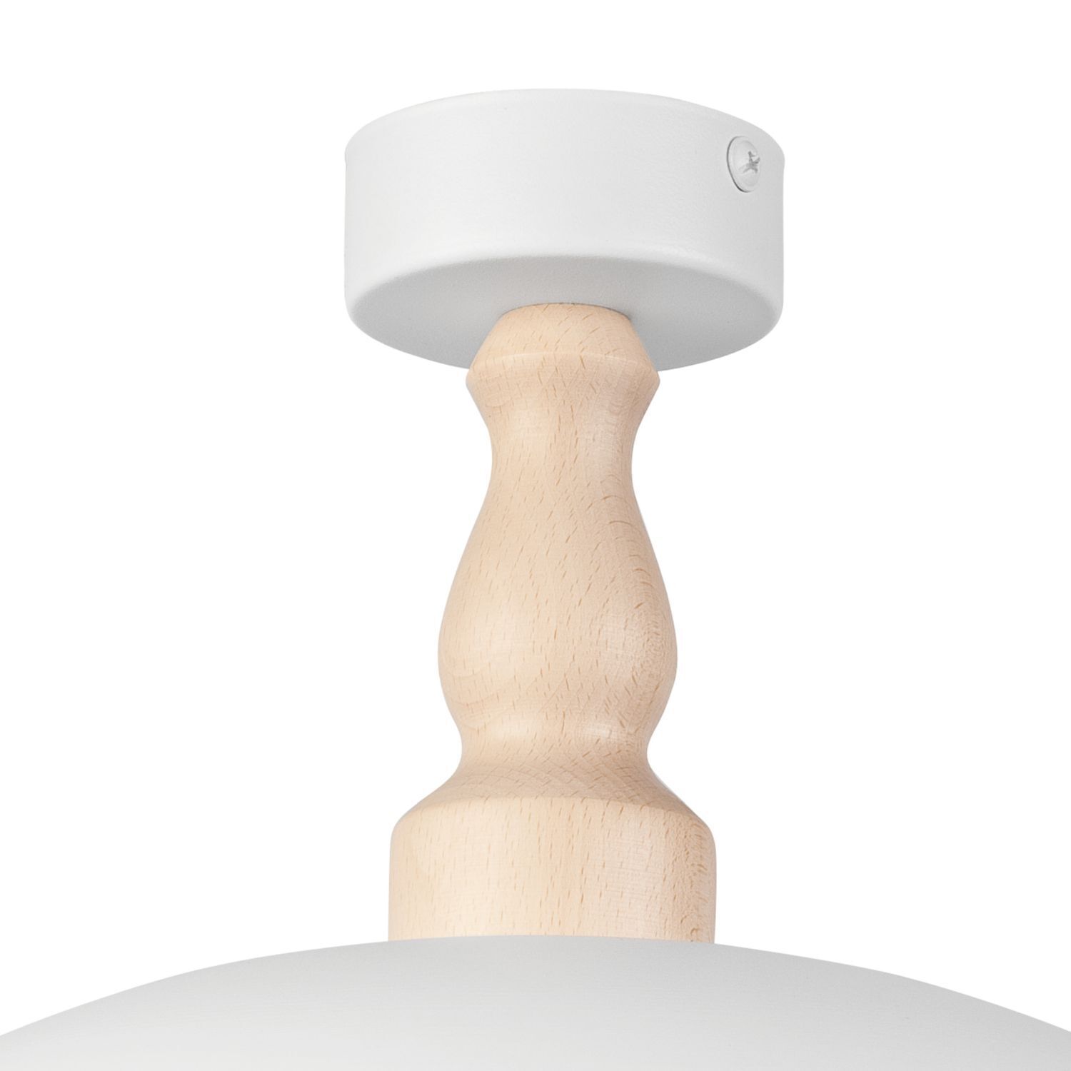Plafonnier Blanc Métal Bois Ø 30 cm petit E27 Scandinave