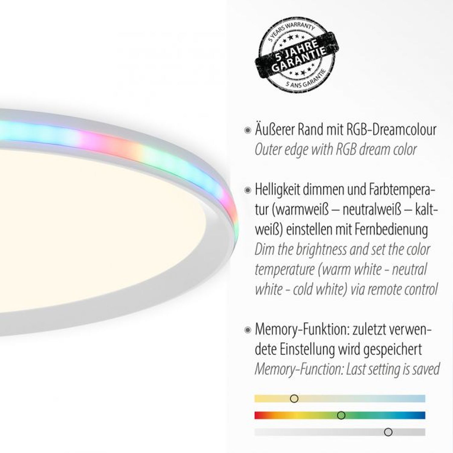 Lampe de plafonnier moderne LED lumière RGB Ø45 cm 2800 lm 22 W