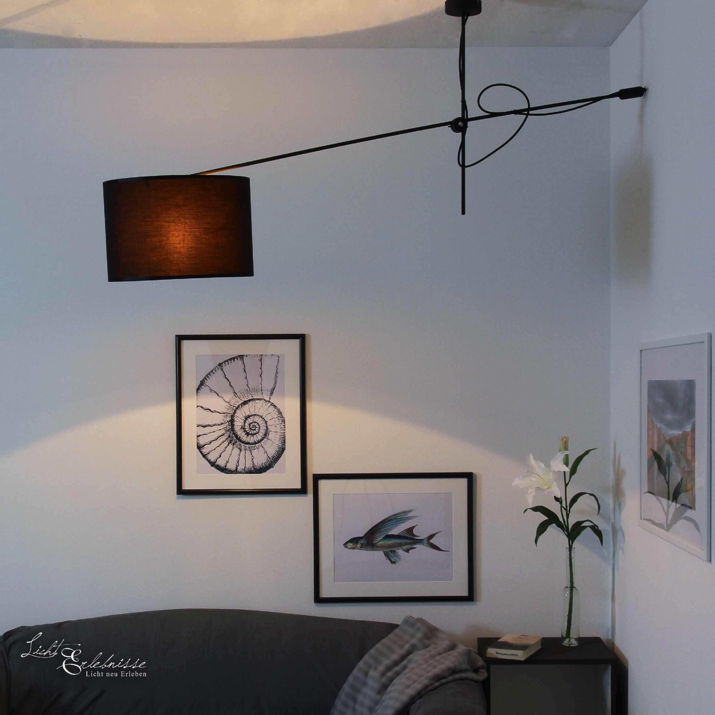 Große Deckenlampe Schwarz Gold VIPER flexibel 170cm Lampe