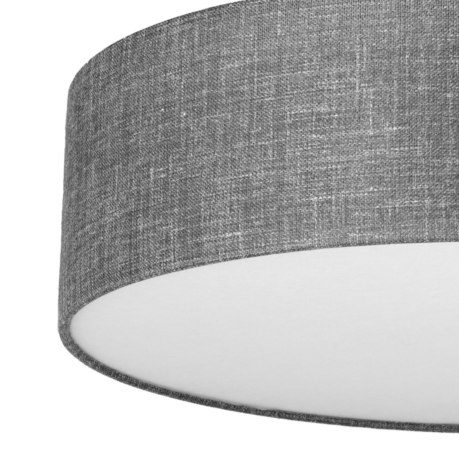 Plafonnier Gris rond plat Ø 60 cm Abat-jour en tissu Moderne