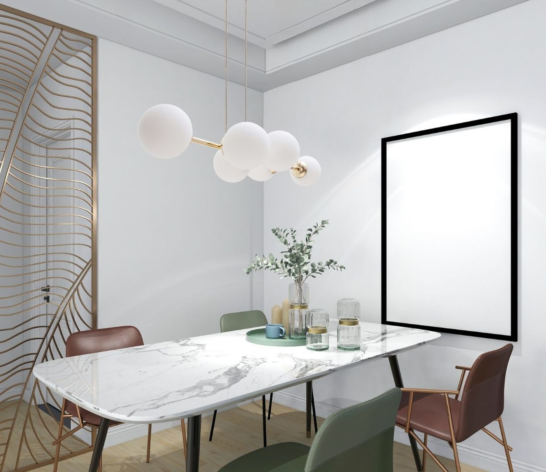 Grande lampe à suspendre anti-éblouissement verre métal 100 cm E27 or Speisesaal, Esstisch, Tisch, Tischplatte, Innenarchitektur