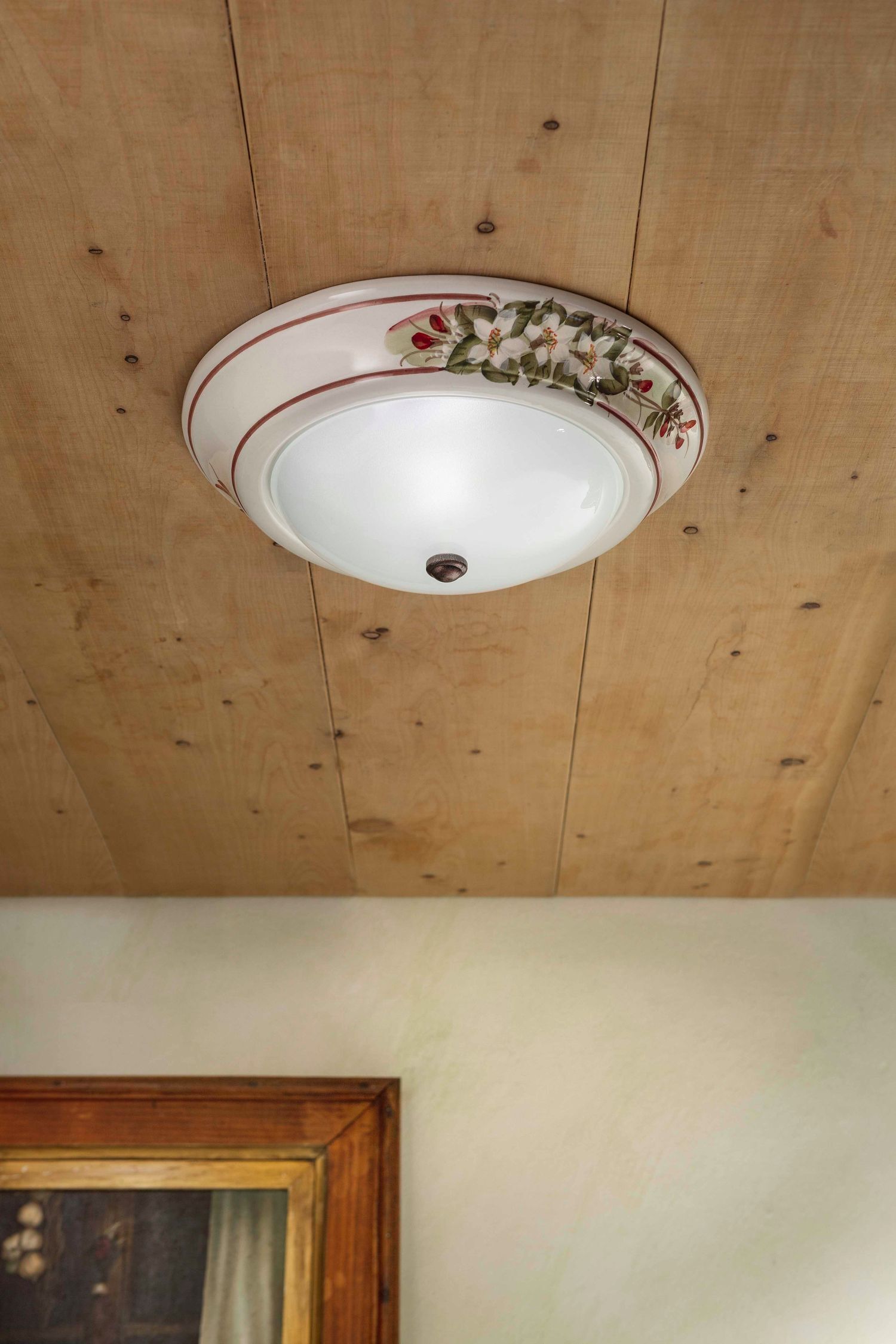 Deckenleuchte Keramik Glas E27 rund Ø 32 cm Landhausstil Drinnen, Innenarchitektur, Deckenleuchte